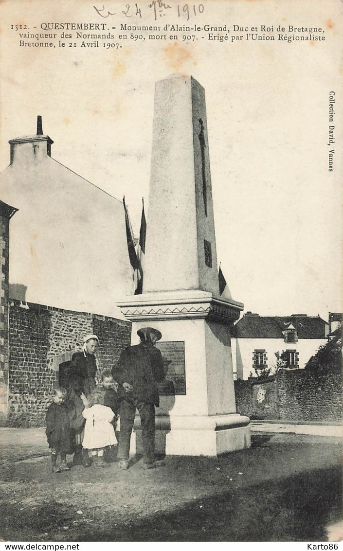 Questembert * Place Et Monument D'alain Le Grand * Villageois Coiffe - Questembert