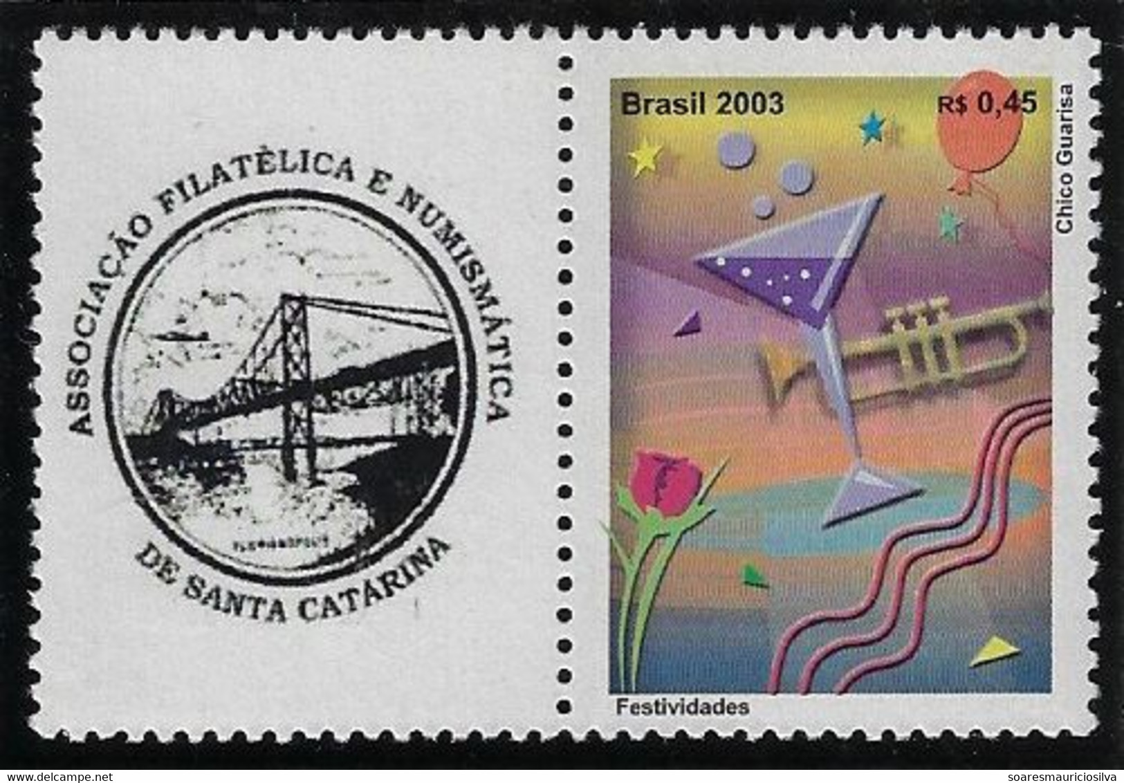 Brazil RHM-C-2540 Personalized Stamp 2003 Philatelic Numismatic Association Of Santa Catarina Bridge Hercilio Luiz - Personalized Stamps