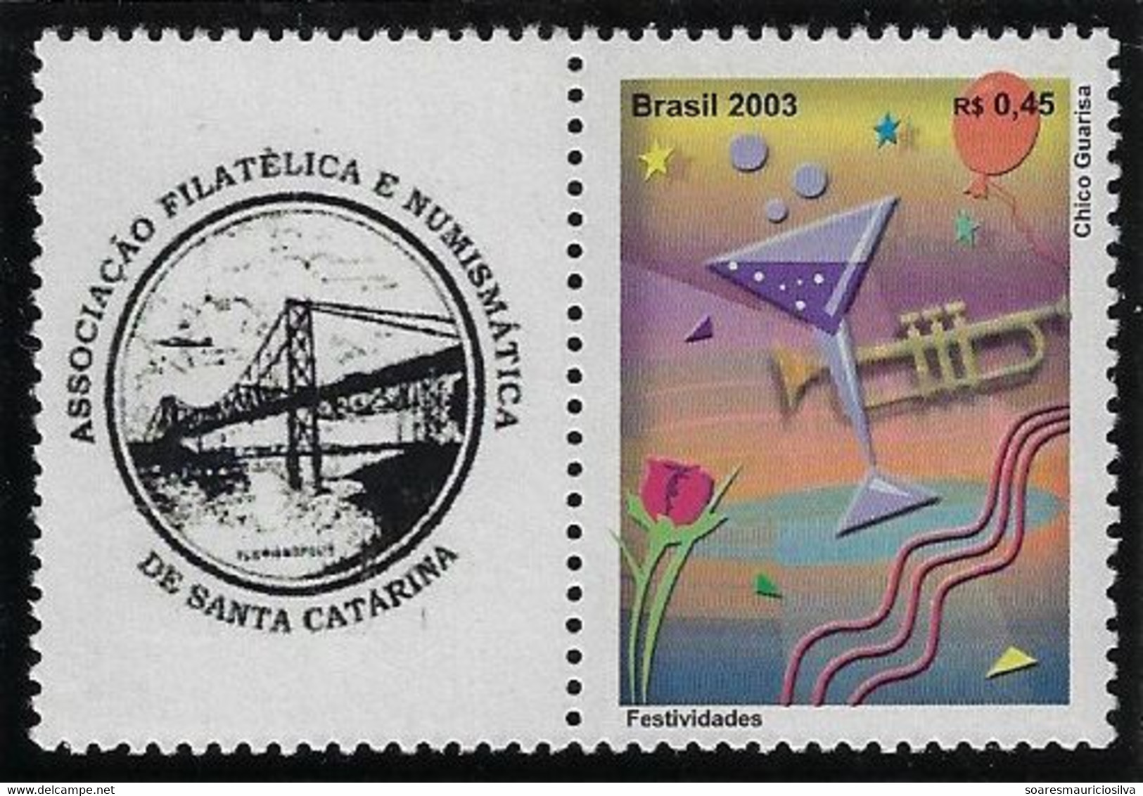 Brazil RHM-C-2540 Personalized Stamp 2003 Philatelic Numismatic Association Of Santa Catarina Bridge Hercilio Luiz - Gepersonaliseerde Postzegels
