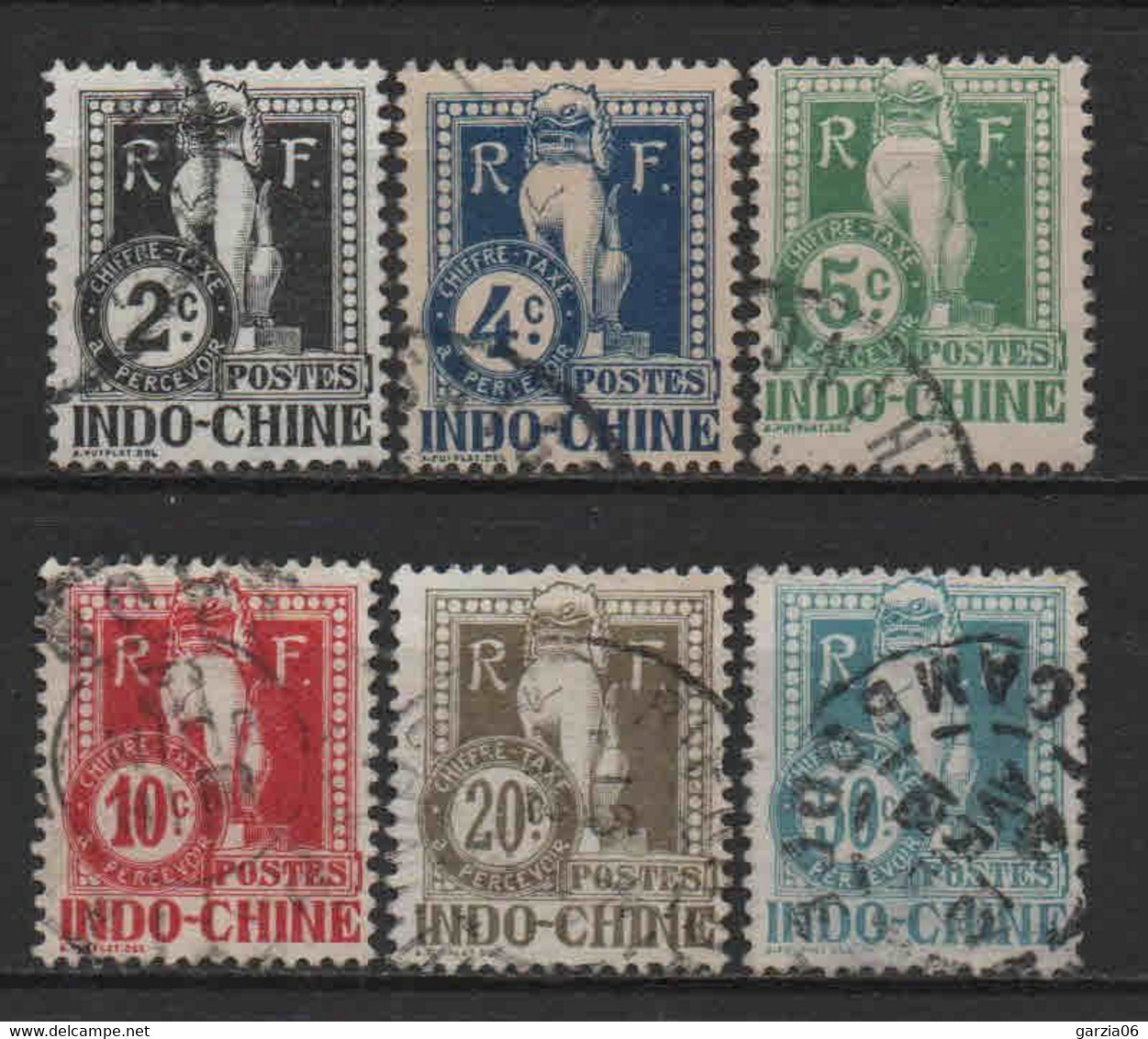 Indochine  - 1908  - Tb Taxe -  N° 5 à 8 + 10/13    - Oblit - Used - Timbres-taxe