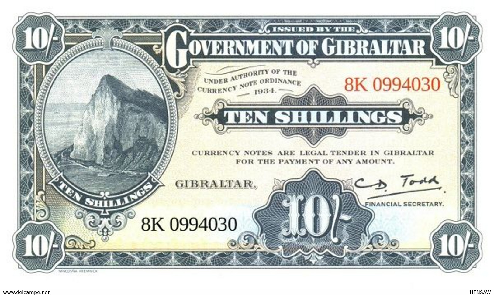 GIBRALTAR 10 SHILLINGS 2018 P 41 UNC SC - Gibraltar