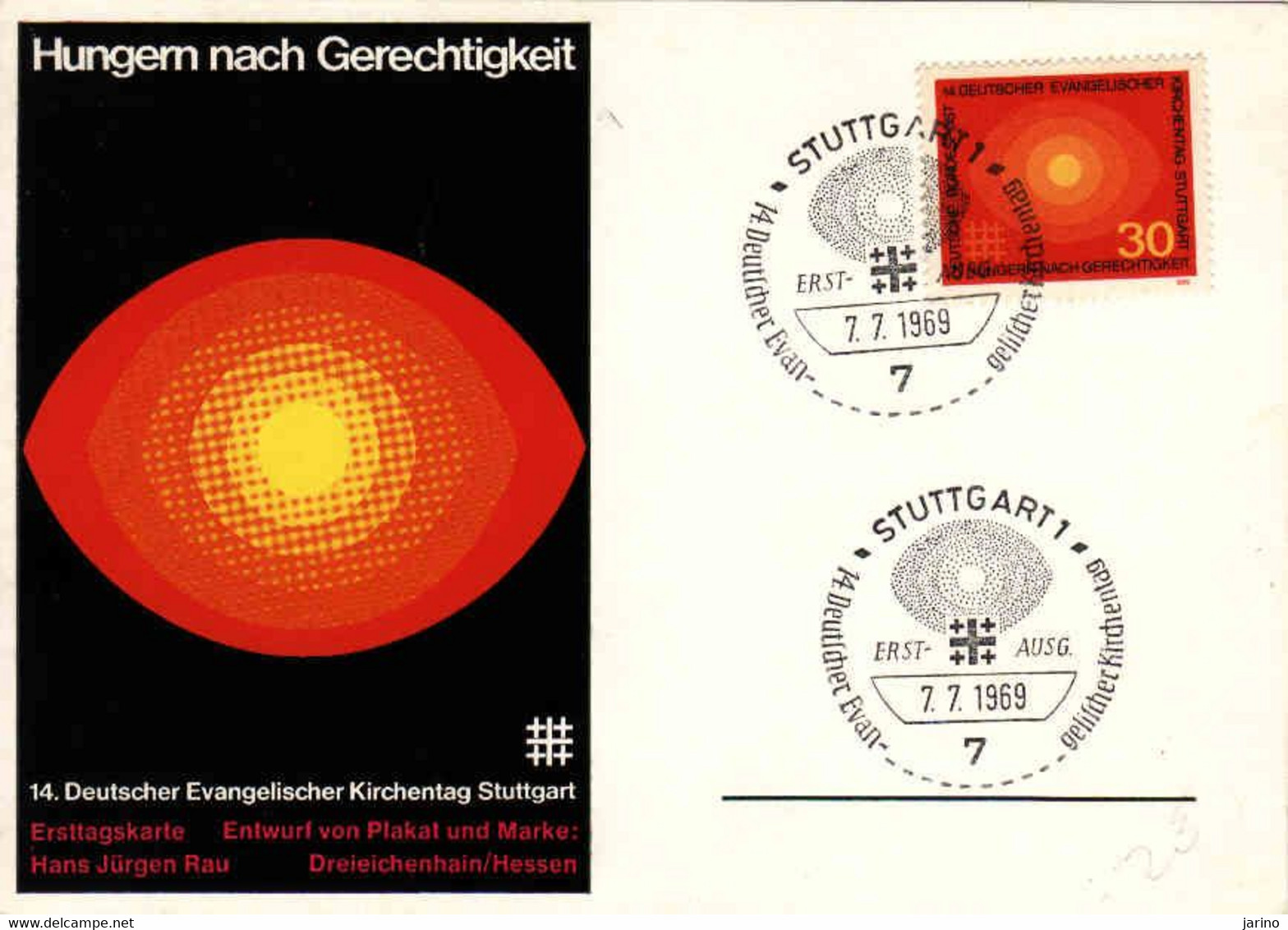 Germany 1969, Hungem Nach Gerechtigkeit,14.Deutscher Evangelischer Kirchentag Stuttgart - Privé Postkaarten - Ongebruikt