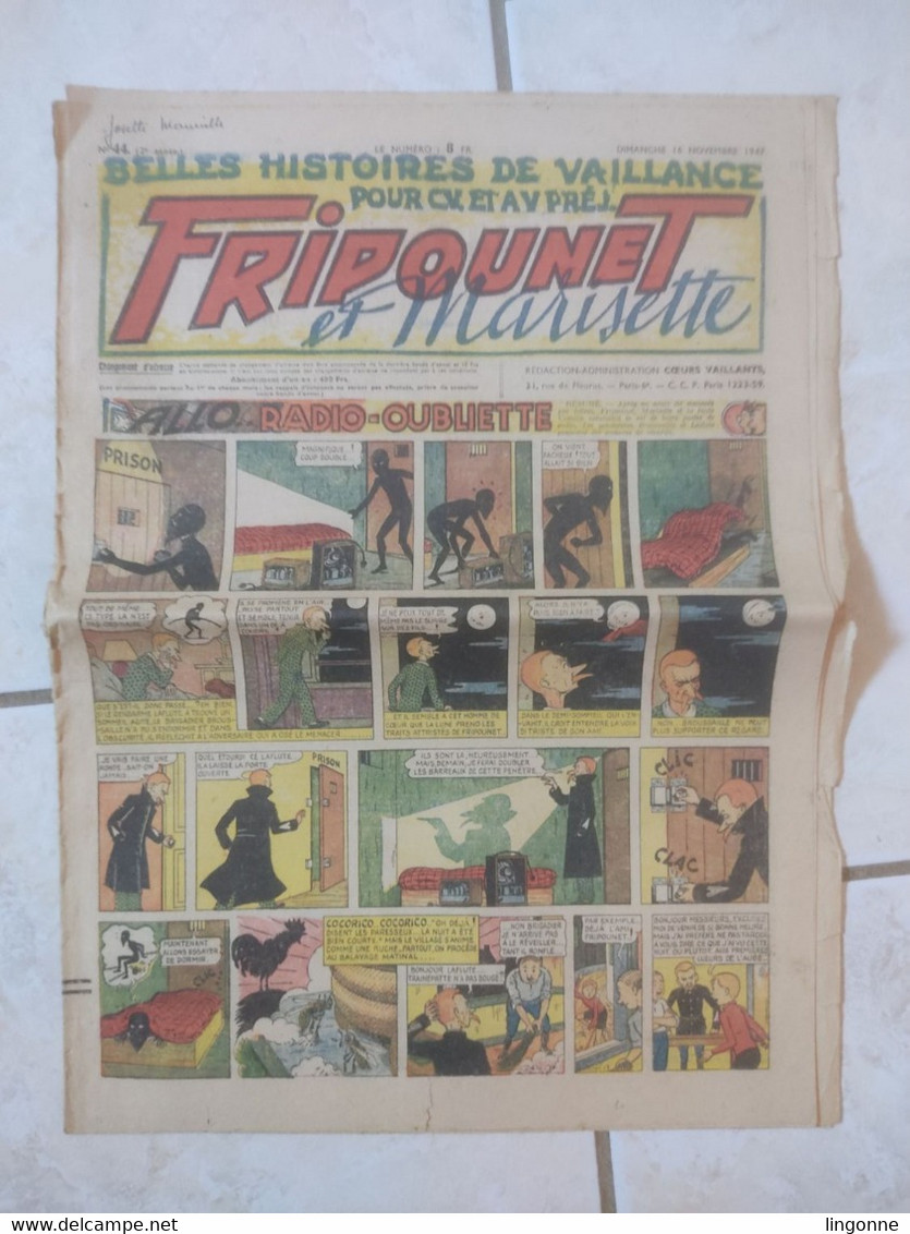 Fripounet & Marisette N° 44 Du 16/11/1947. 2è Année. Belles Histoires De Vaillance SYLVAIN SYLVETTE - Fripounet