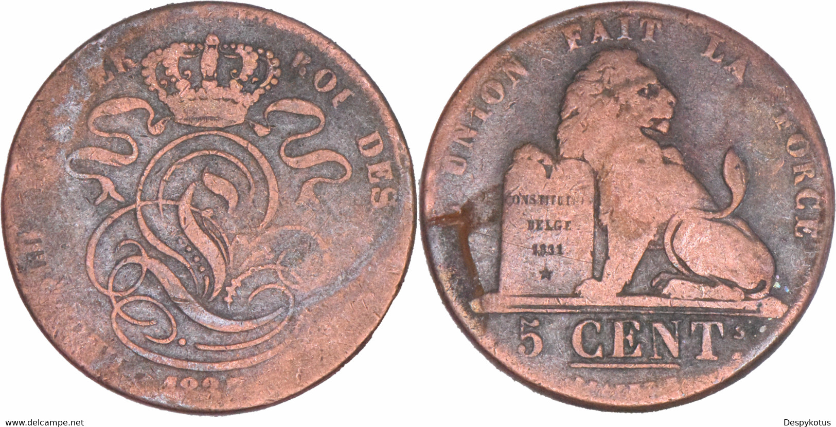 Belgique - 1837 - 5 Centimes - Leopold 1er - 12-259 - 5 Cents