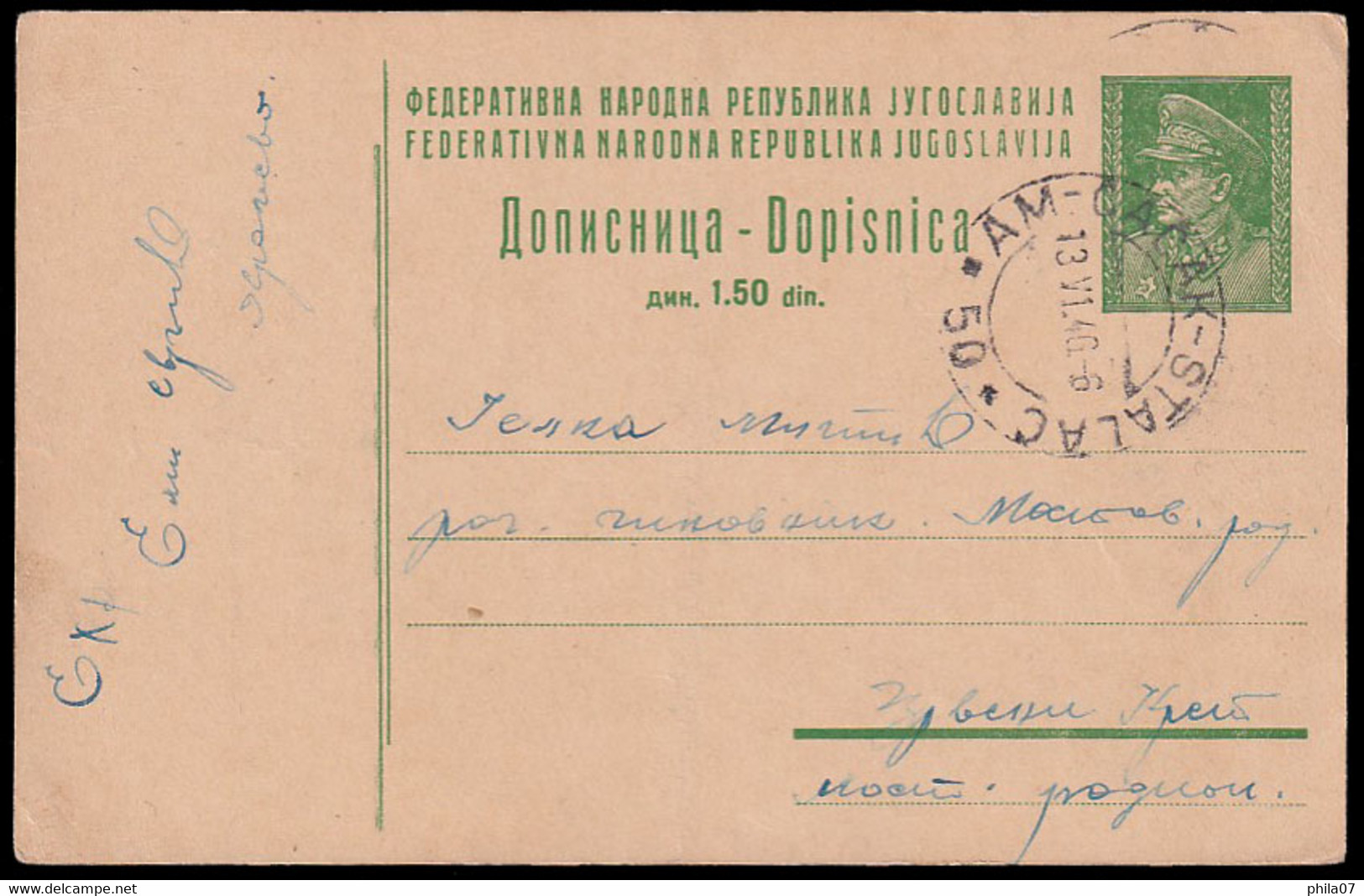 YUGOSLAVIA - Stationery Sent From Kraljevo By Auto-mail Čačak-Stalač 13.06. 1946 / 2 Scans - Altri & Non Classificati