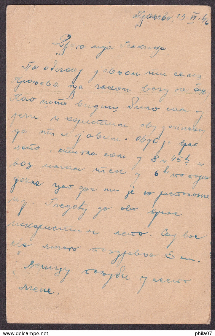 YUGOSLAVIA - Stationery Sent From Kraljevo By Auto-mail Čačak-Stalač 13.06. 1946 / 2 Scans - Andere & Zonder Classificatie