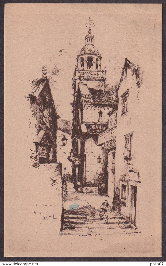 YUGOSLAVIA - Postcard Written On Korčula And Sent To Zagreb, Cancelled By M.T.P.O. Kotor-Rijeka 351, Postmark / 2 Scans - Other & Unclassified