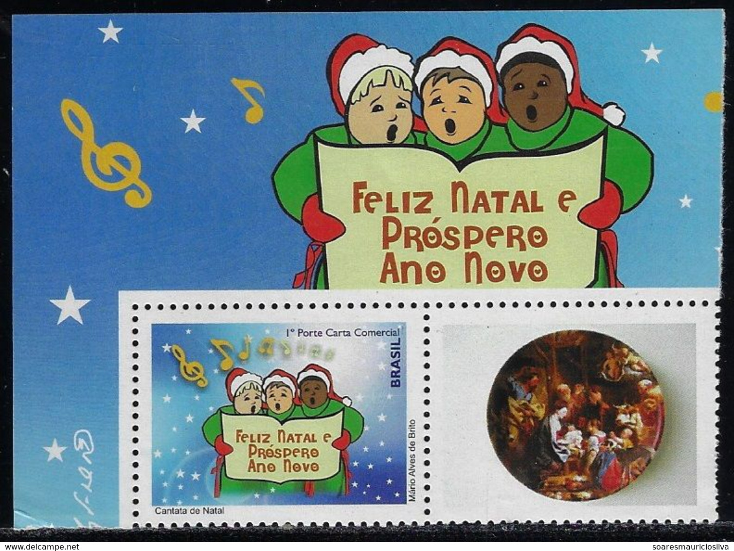 Brazil RHM-C-3063 Personalized Stamp Christmas Choir Issued In 2010 Painting The Nativity By Painter Jacob Jordaens - Gepersonaliseerde Postzegels