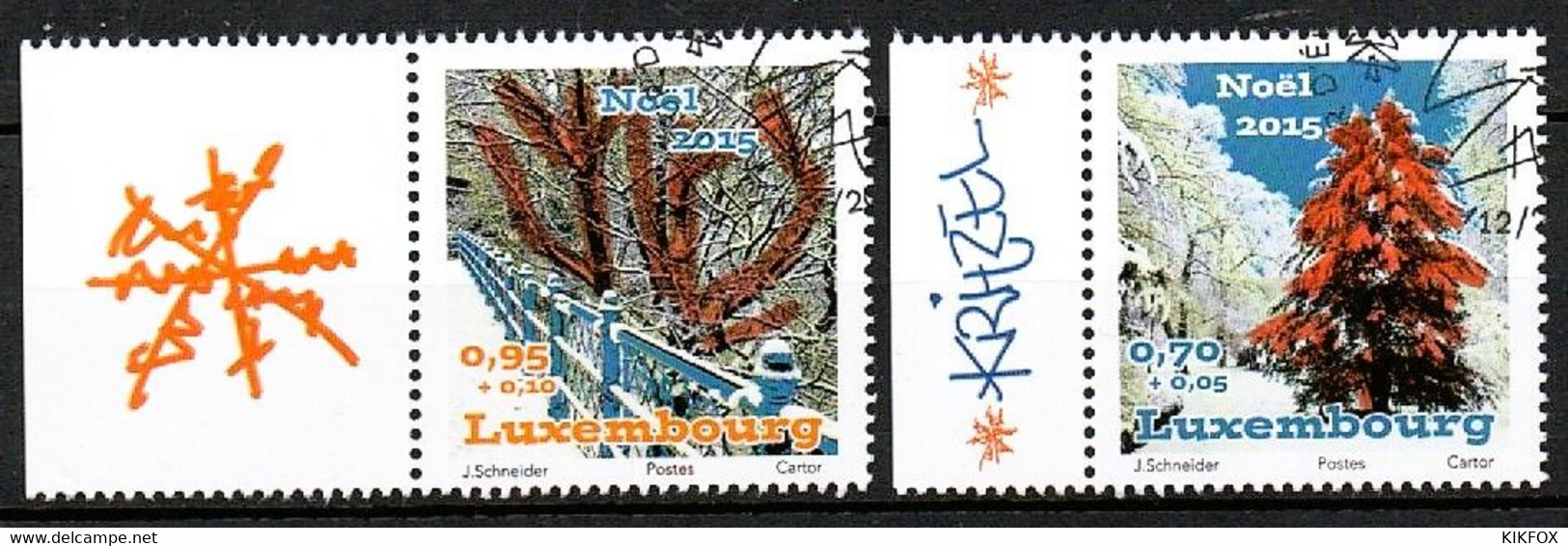 LUXEMBOURG, LUXEMBURG 2015, MI 2069-2070, SATZ, SERIE, NOEL, WEIHNACHTEN,  ESST GESTEMPELT,OBLITERE - Gebraucht