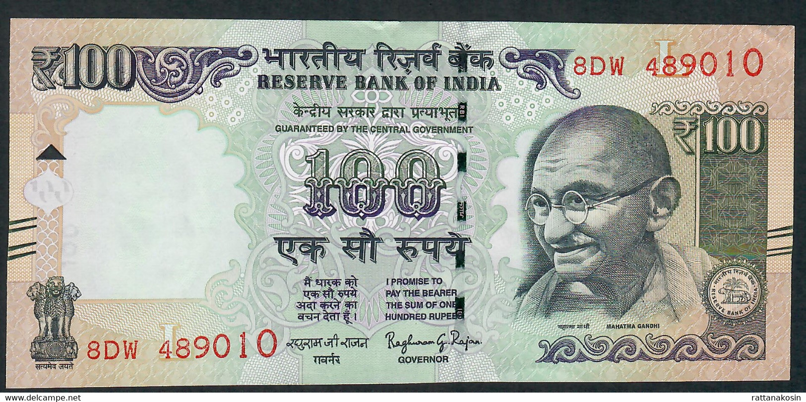 INDIA P105a  100 RUPEES 2016 LETTER L  #8DW Signature 21  AU-UNC. - Inde