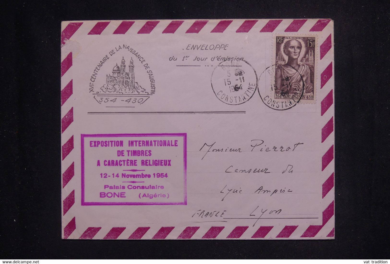 ALGÉRIE - Enveloppe FDC En 1954 (St Augustin )  De Bône Pour Lyon - L 138068 - FDC