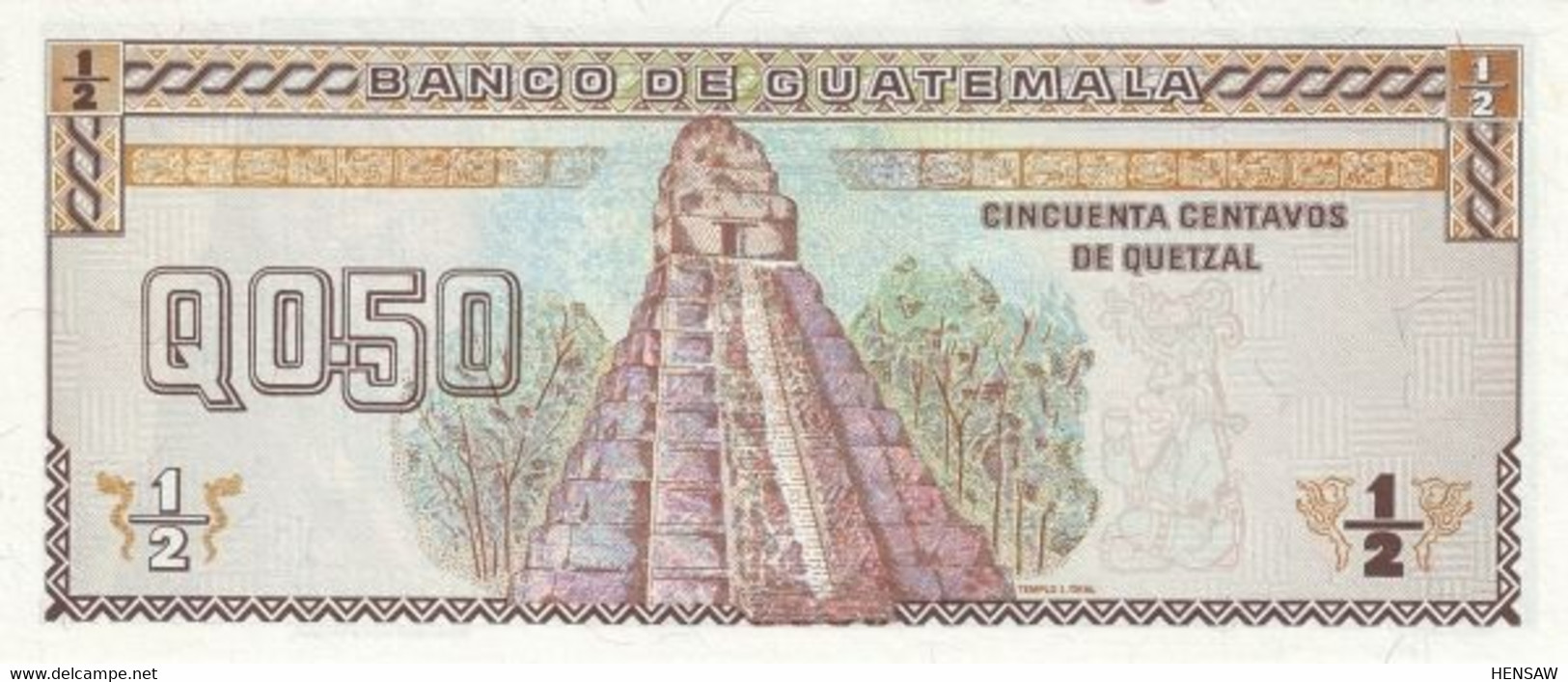 GUATEMALA 0.50 QUETZAL 1994 P 86b UNC SC NUEVO - Guatemala