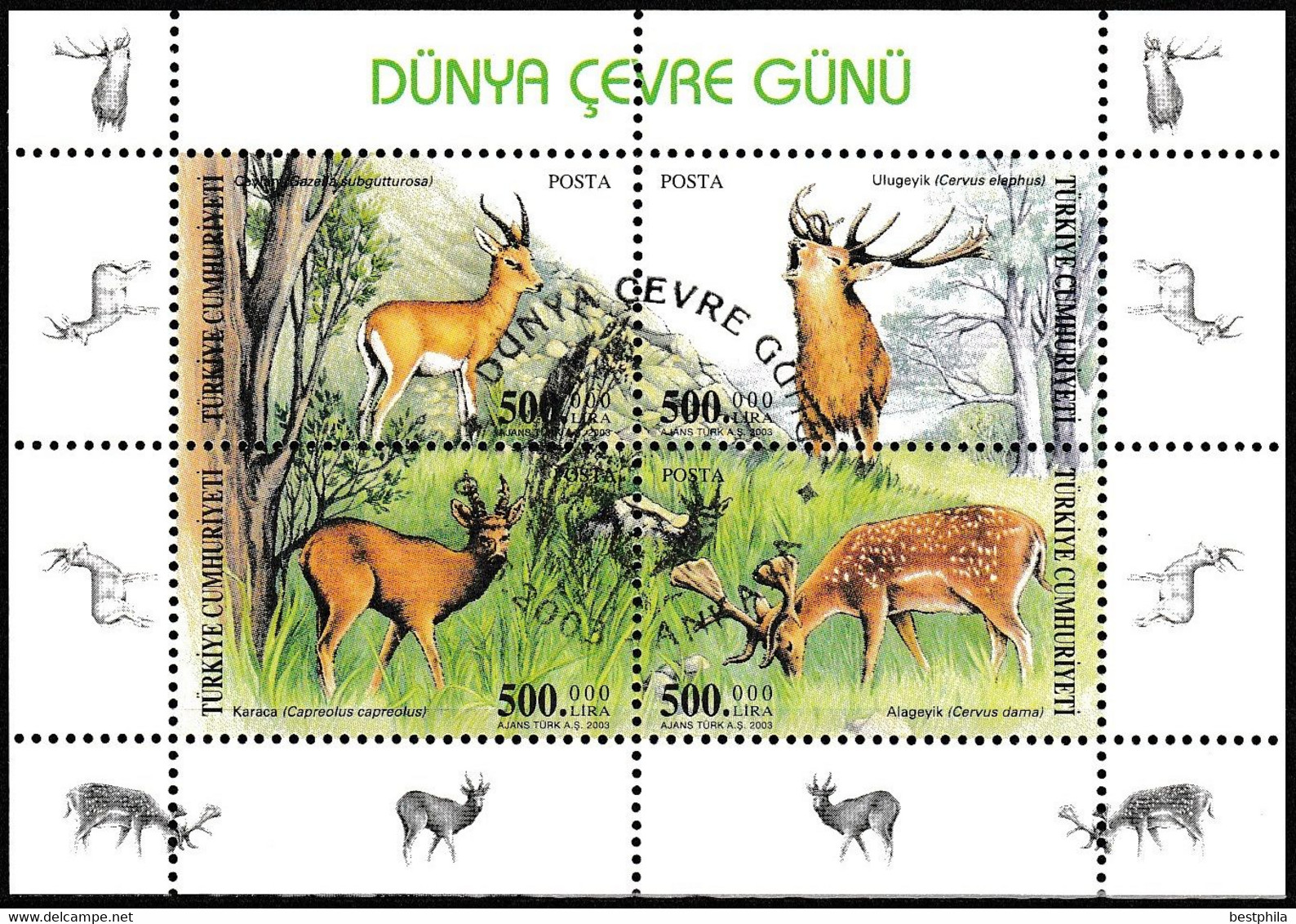 Turkey, Türkei - 2003 - World Environment Day (Deers) - 1.Mini S/Sheet - USED - Used Stamps