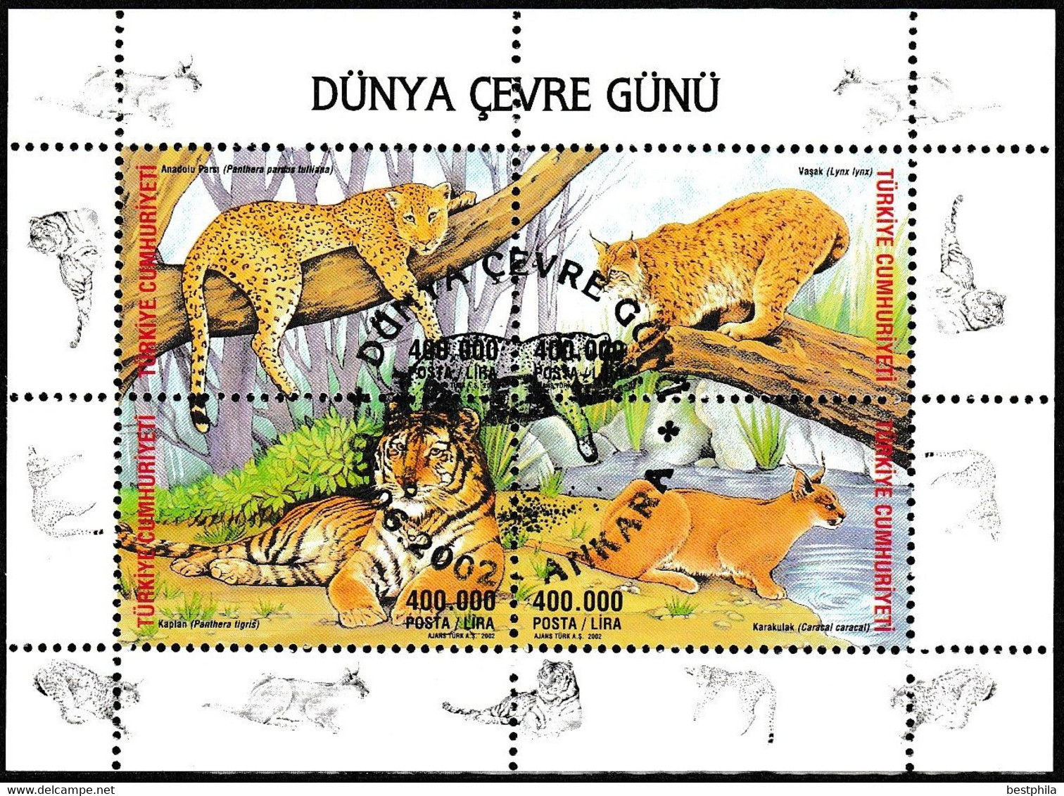 Turkey, Türkei - 2002 - World Environment Day (predatory Animal) - 1.Mini S/Sheet - USED - Oblitérés