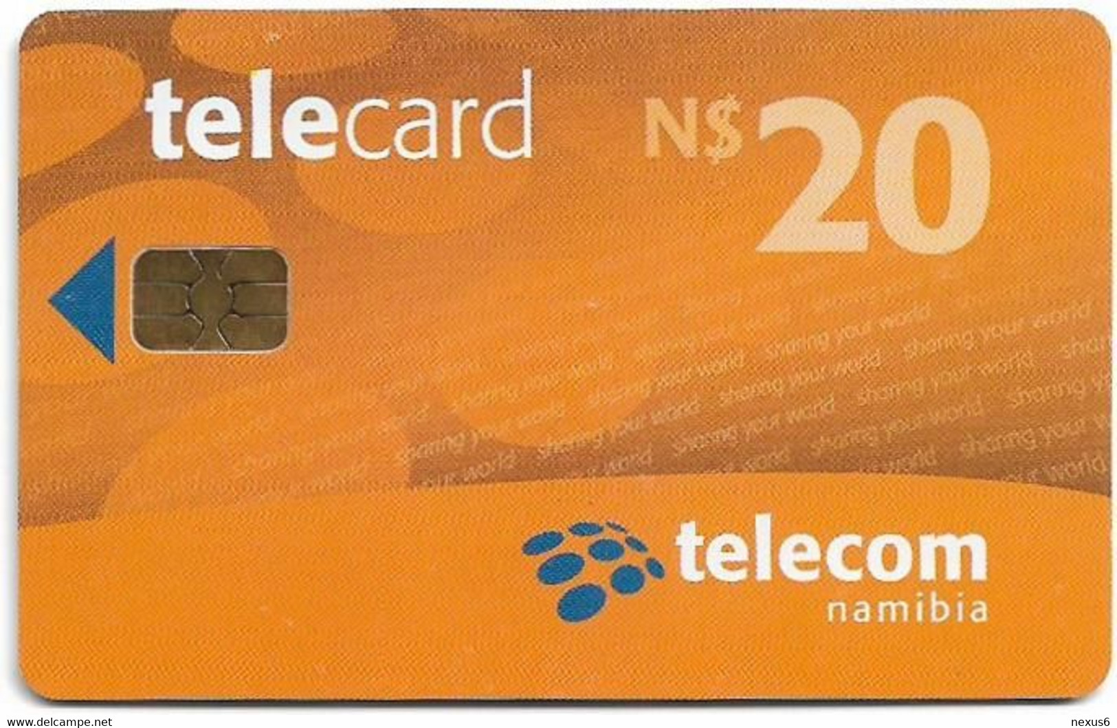 Namibia - Telecom Namibia - Sharing Your World - Orange, Chip Axalto 02, (Black Cn. At Reverse), 2010, 20$, Used - Namibie