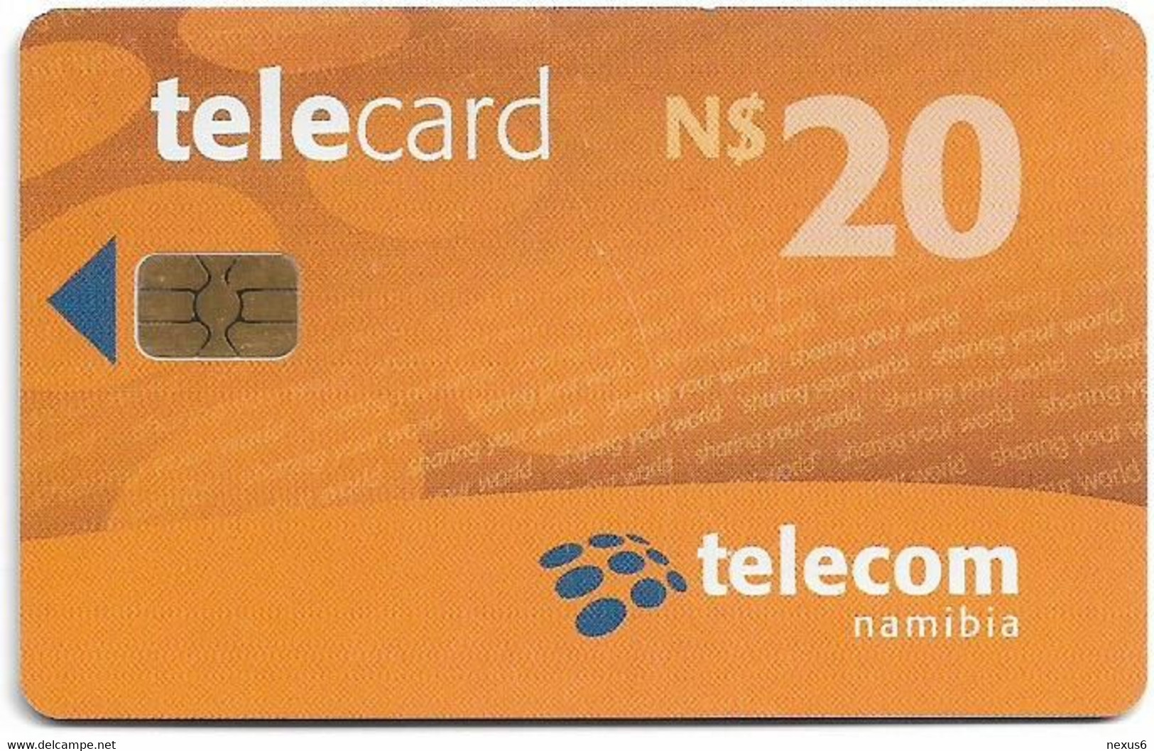 Namibia - Telecom Namibia - Sharing Your World - Orange, Chip Axalto 02, (Yellow Cn. At Reverse), 2010, 20$, Used - Namibie