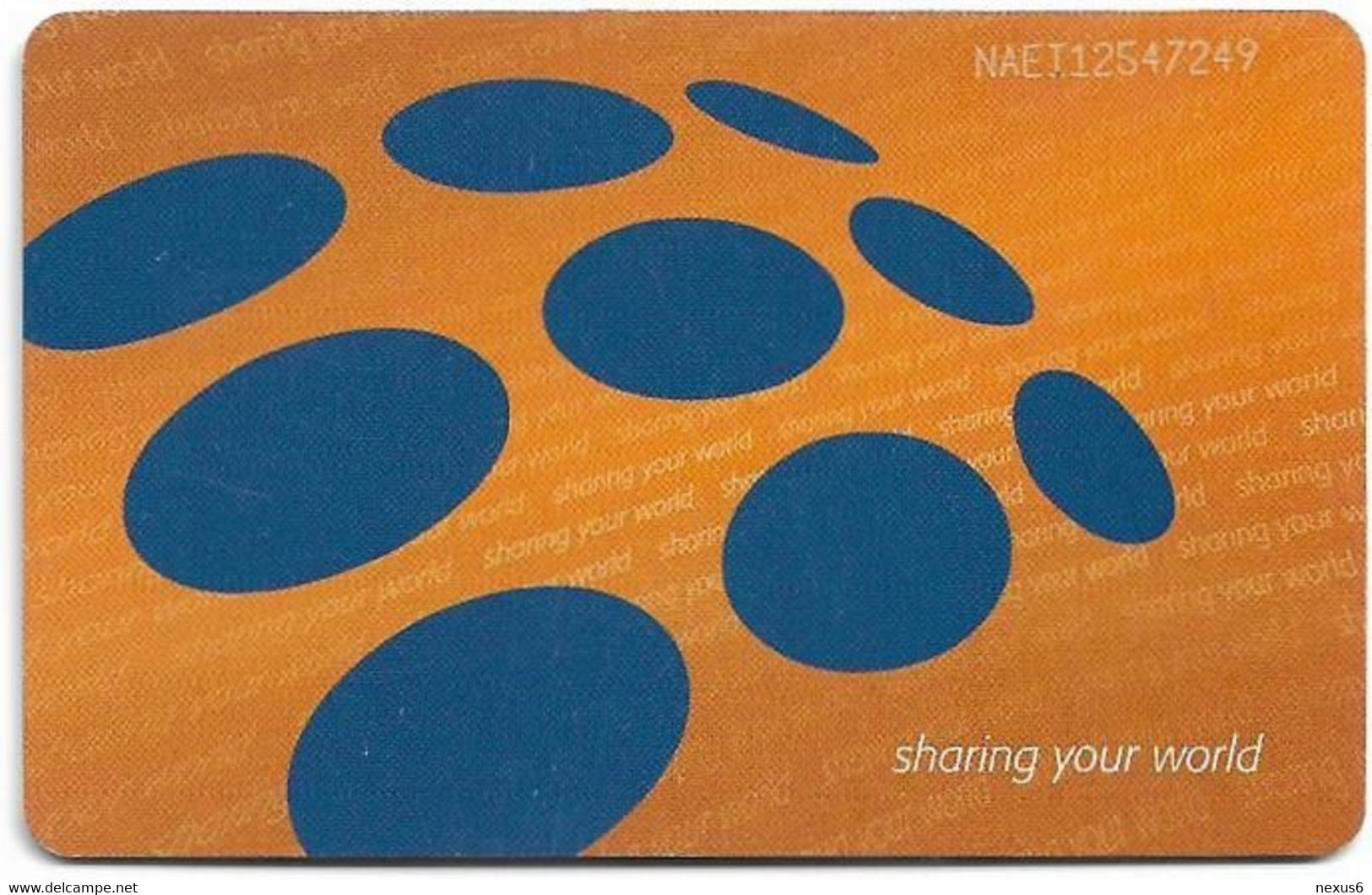 Namibia - Telecom Namibia - Sharing Your World - Orange, Chip Axalto 02, (Yellow Cn. At Reverse), 2010, 20$, Used - Namibie