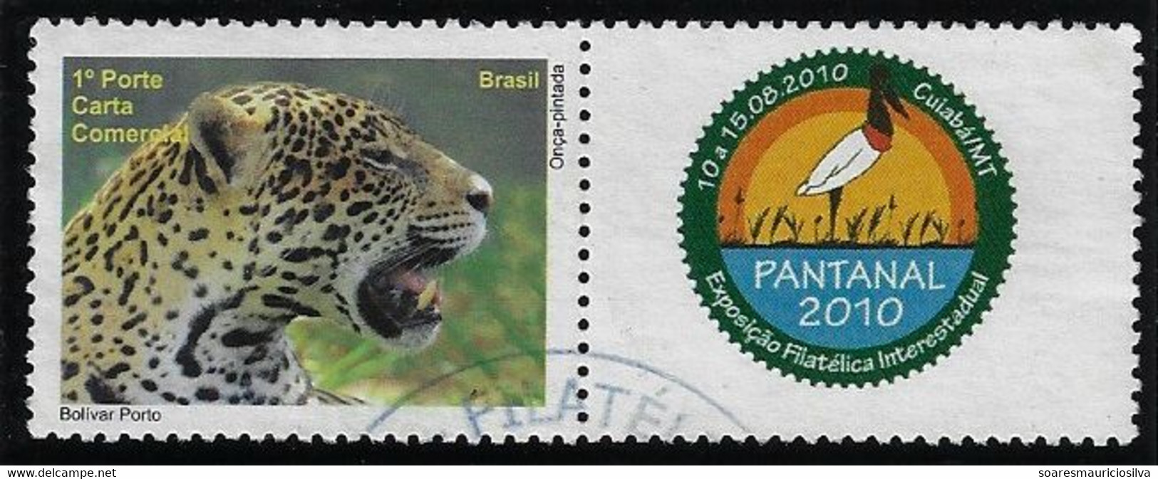 Brazil RHM-C-3005 Personalized Stamp jaguar Mammal Allusive To The 2010 Pantanal Philatelic Exhibition Jabiru Bird Fauna - Personalisiert