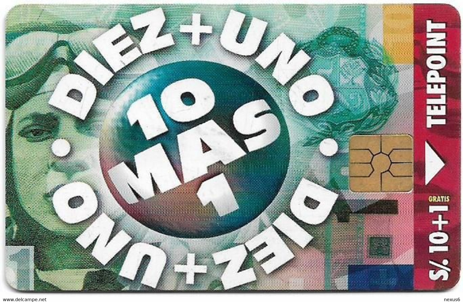 Peru - Telepoint - Diez+Uno, 08.1996, 10+1Sol, 100.000ex, Used - Pérou