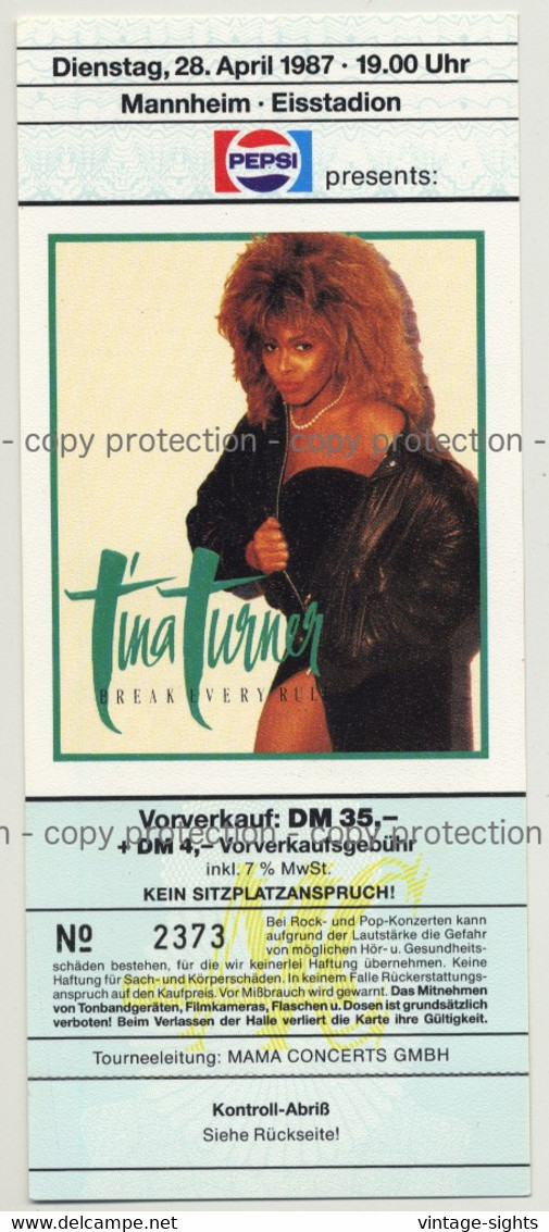 Tina Turner Break Every Rule '87 Ticket Mannheim - Unused (Vintage Memorabilia) - Concerttickets