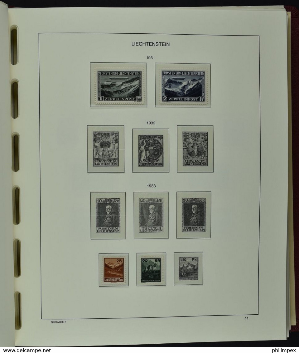 LIECHTENSTEIN, SUPERB COLLECTION 1912-1988 NH IN SCHAUBEK ALBUM