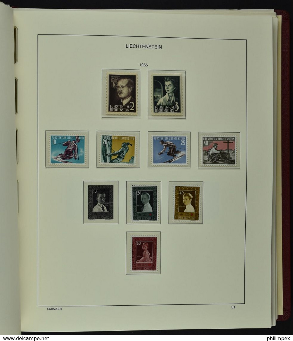 LIECHTENSTEIN, SUPERB COLLECTION 1912-1988 NH IN SCHAUBEK ALBUM