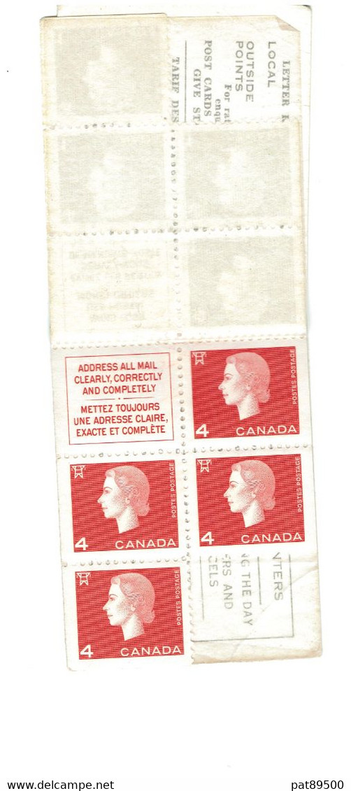 CANADA Carnet De 1962 /  8 Timbres Neufs (sur 10)  / Façiale 20 C Sur 25 Initial / YT 328 Et 331 / OFFRES OK. - Booklets Pages