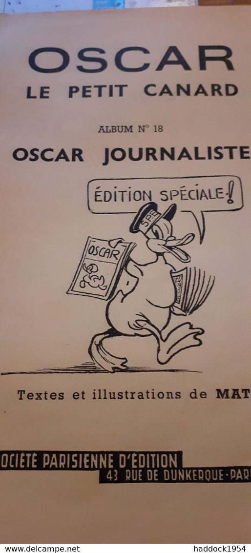 Oscar Journaliste MAT Société Parisienne D"édition 1961 - Oscar