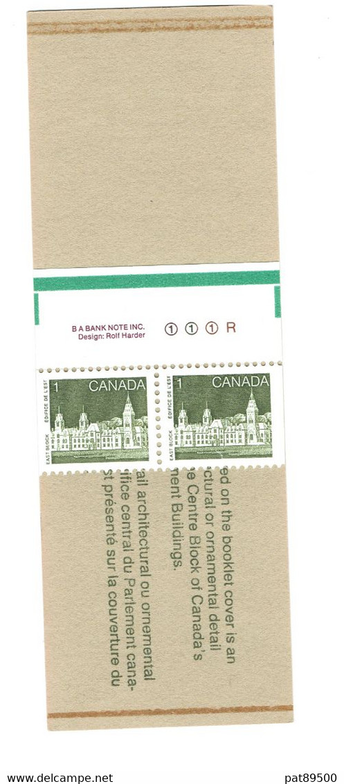 CANADA Carnet INCOMPLET De  2 Timbres Neufs Sur 4 - Booklets Pages