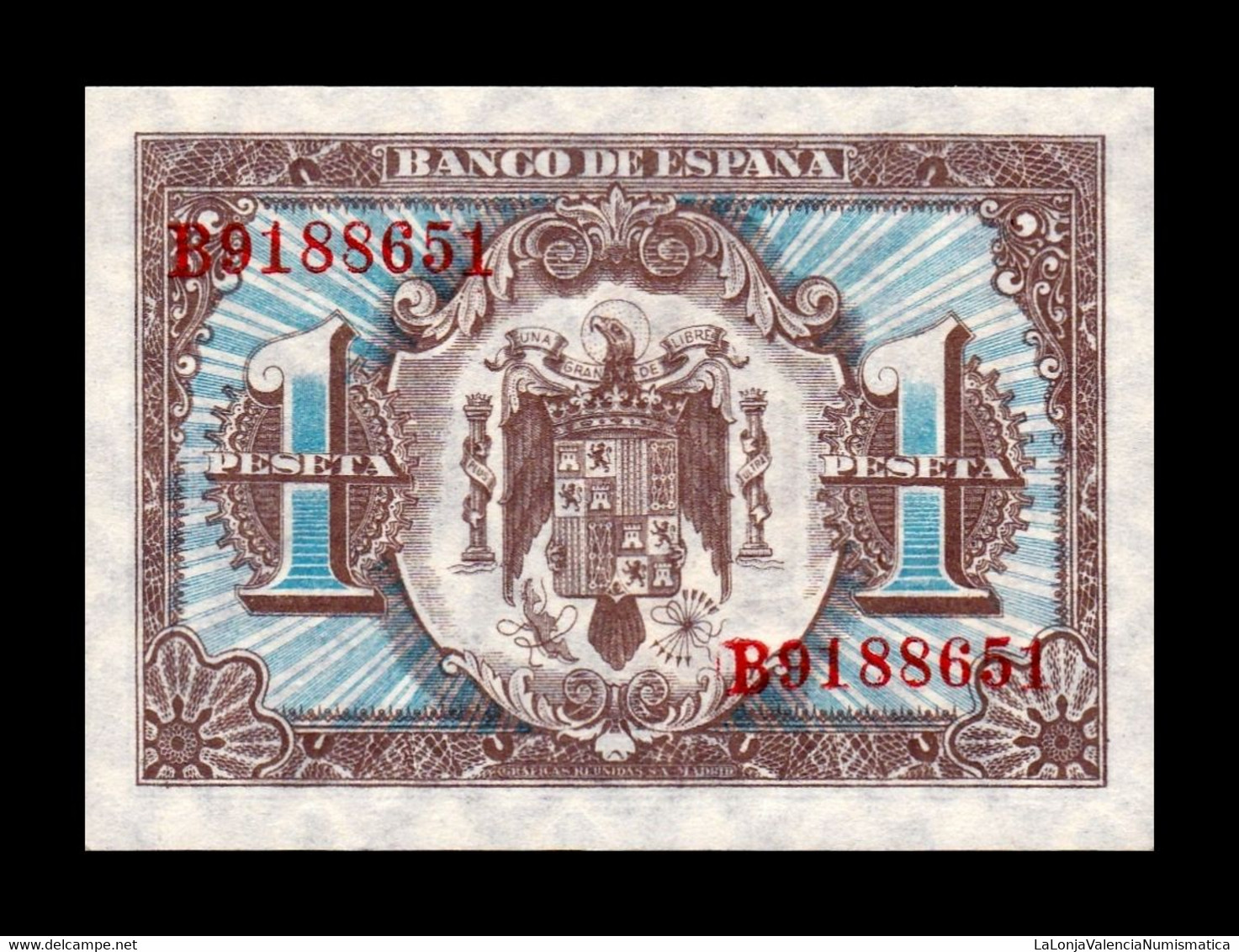 España Spain 1 Peseta Hernán Cortés 1940 Pick 121 Serie B Sc Unc - 1-2 Pesetas