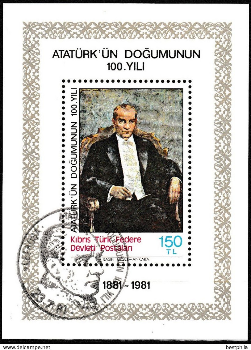 Turkish Cyprus, Zypren - 1981 - 100 Year The Birth Centenary Of Atatürk - 1.Mini S/Sheet - USED - Oblitérés