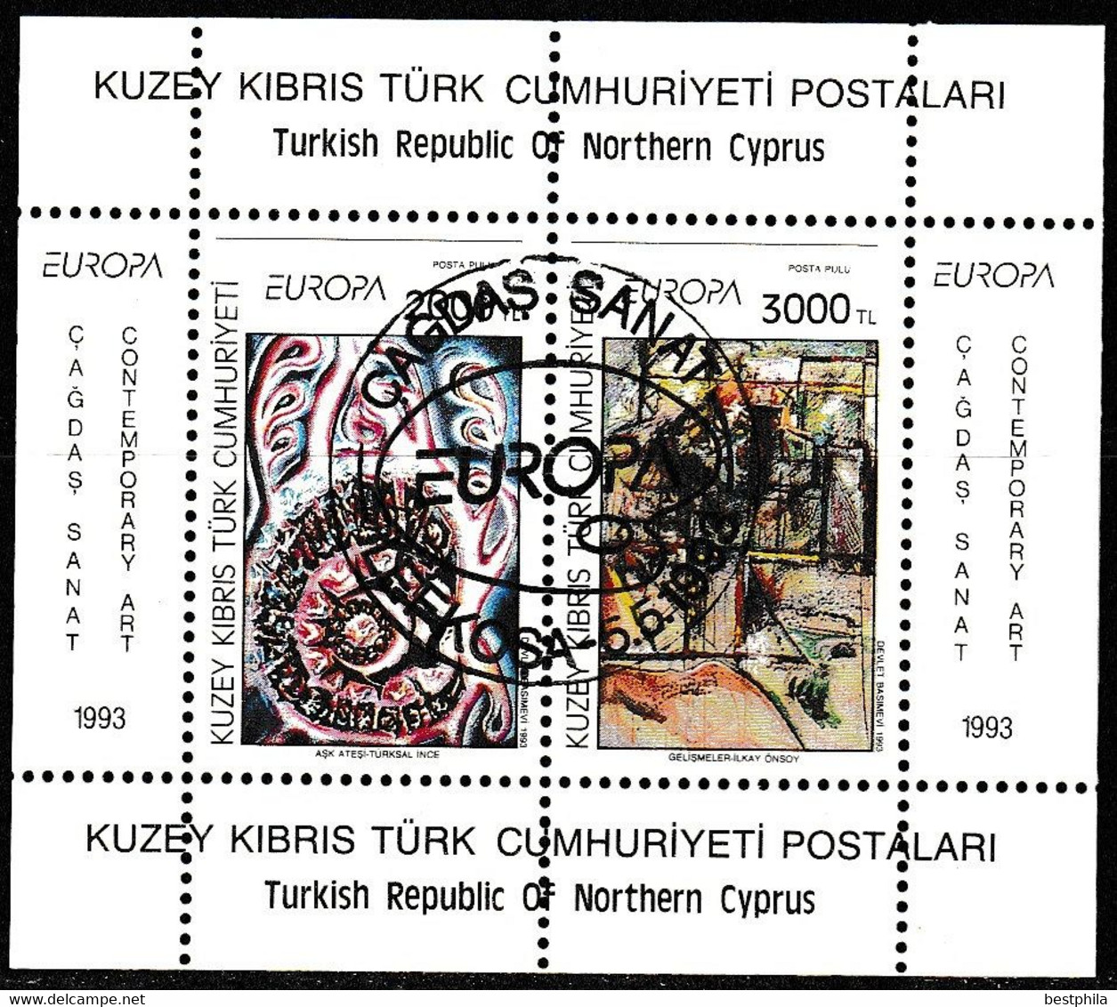 Turkish Cyprus, Zypren - 1993 - Europa Cept - 1.Mini S/Sheet - USED - Used Stamps