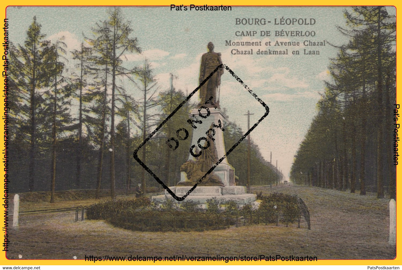 PP-0134 BOURG-LÉOPOLD - CAMP DE BÉVERLOO  Monument Et Avenue Chazal - Chazal Denkmaal En Laan - Leopoldsburg (Kamp Van Beverloo)