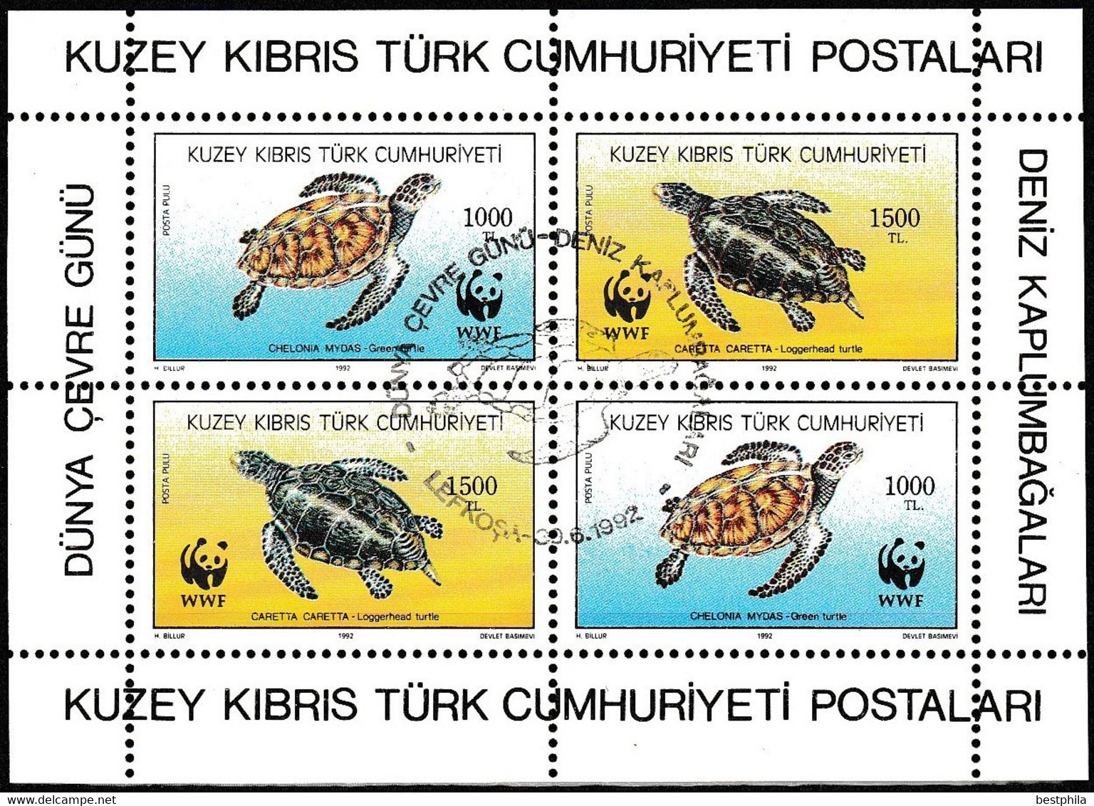 Turkish Cyprus, Zypren - 1992 - World Environment Day (Sea Turtles) - 1.Mini S/Sheet - USED - Oblitérés