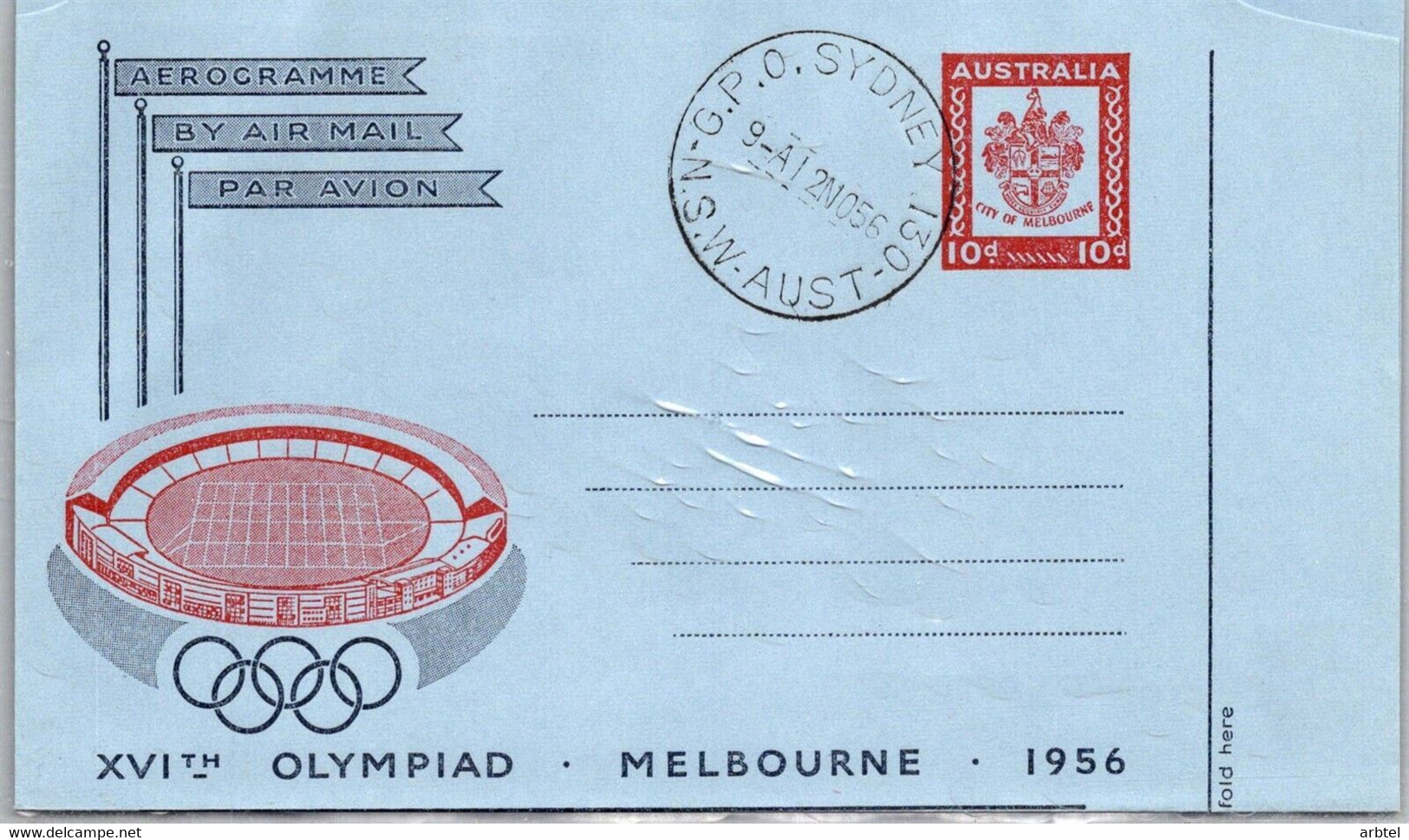 AUSTRALIA AEROGRAMA 1956 JUEGOS OLIMPICOS DE MELBOURNE OLYMPIC GAMES - Estate 1956: Melbourne