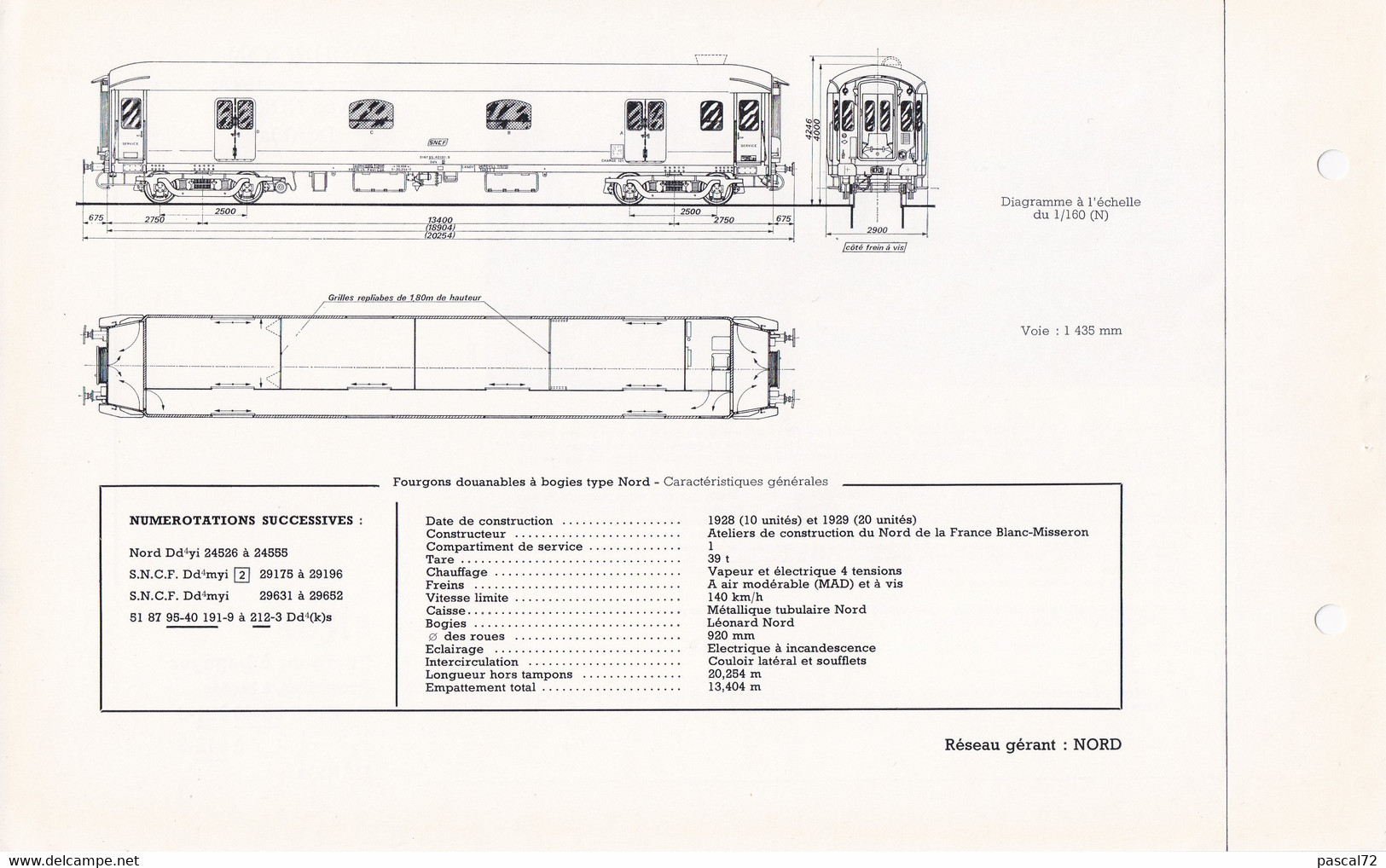 FOURGON TYPE NORD FICHE DOCUMENTAIRE LOCO REVUE N° 577 OCTOBRE 1976 - Français