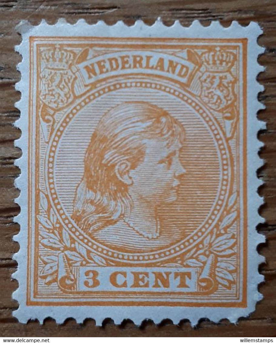 Nr 34 Wilhelmina Hangend Haar Ongebruikt/* (1954) - Unused Stamps