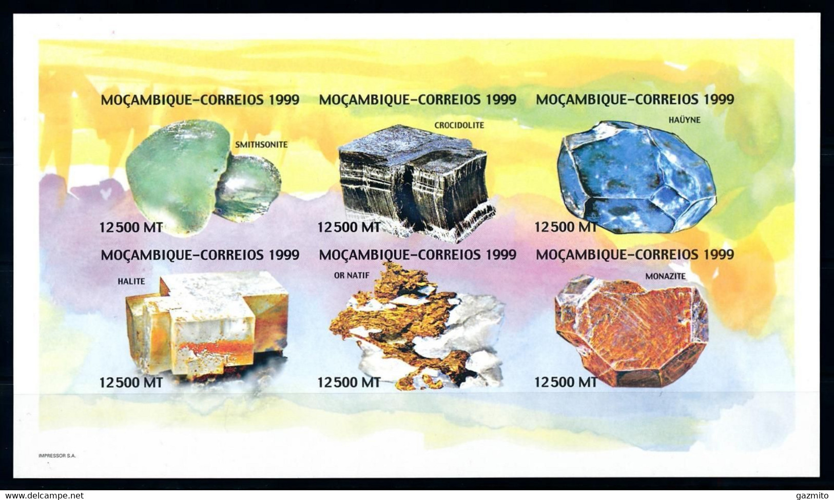 Mozambico 1999, Minerals, 6val In BF IMPERFORTAED - Minéraux