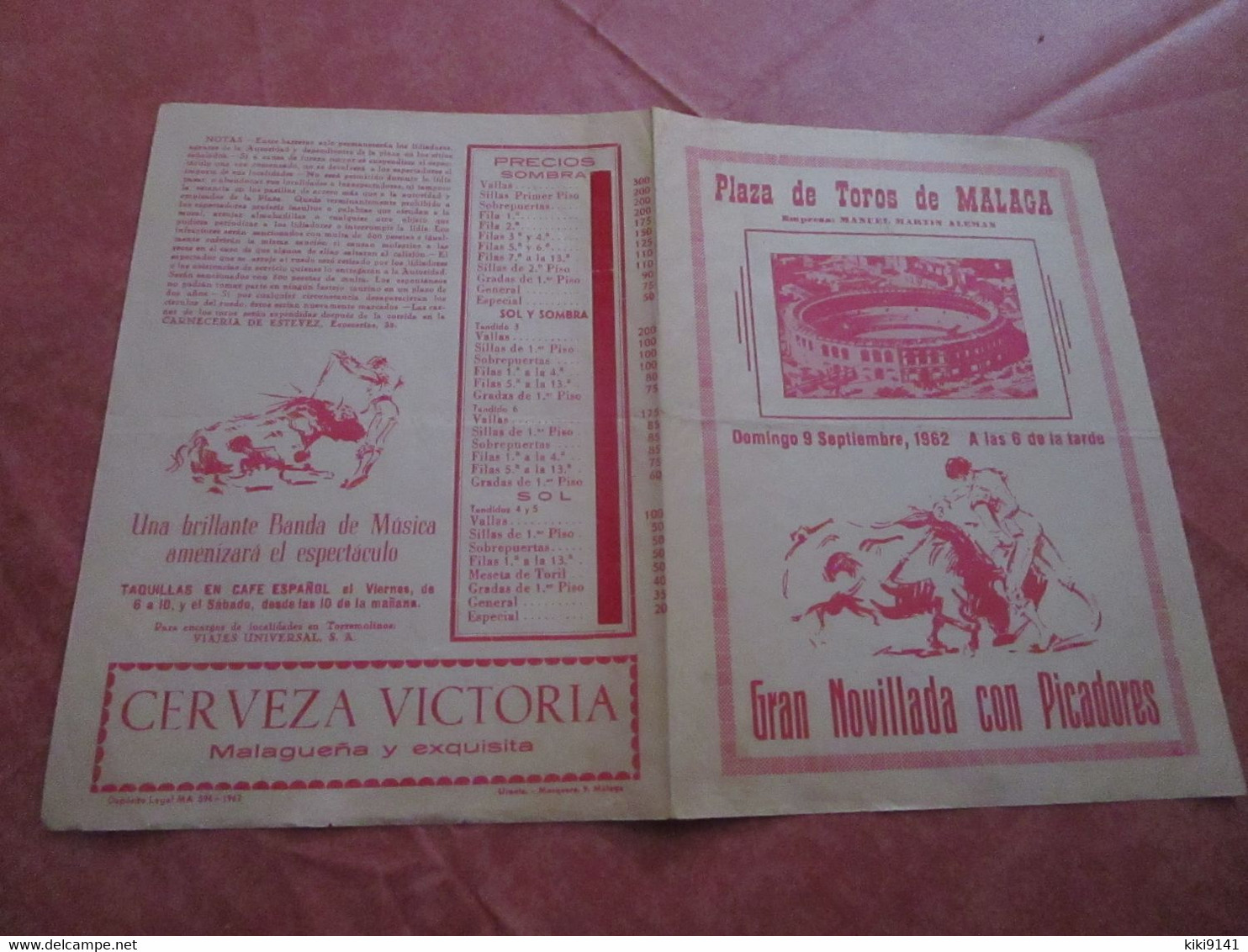 Plaza De Toros De TARAGONA - Domingo 9 Septembre 1962 (programme) - Programme