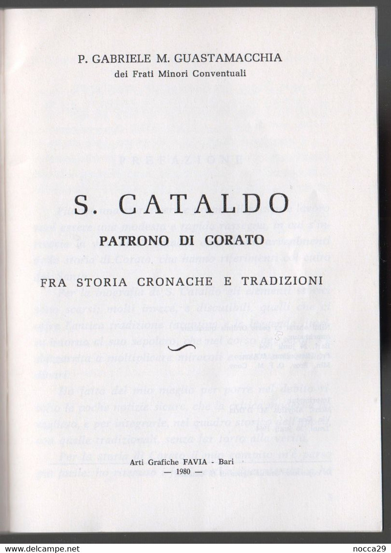 LIBRICCINO DEL 1980 - S. CATALDO PATRONO DI CORATO - BREVE ED INTERESSANTE BIOGRAFIA  (STAMP242) - Religione