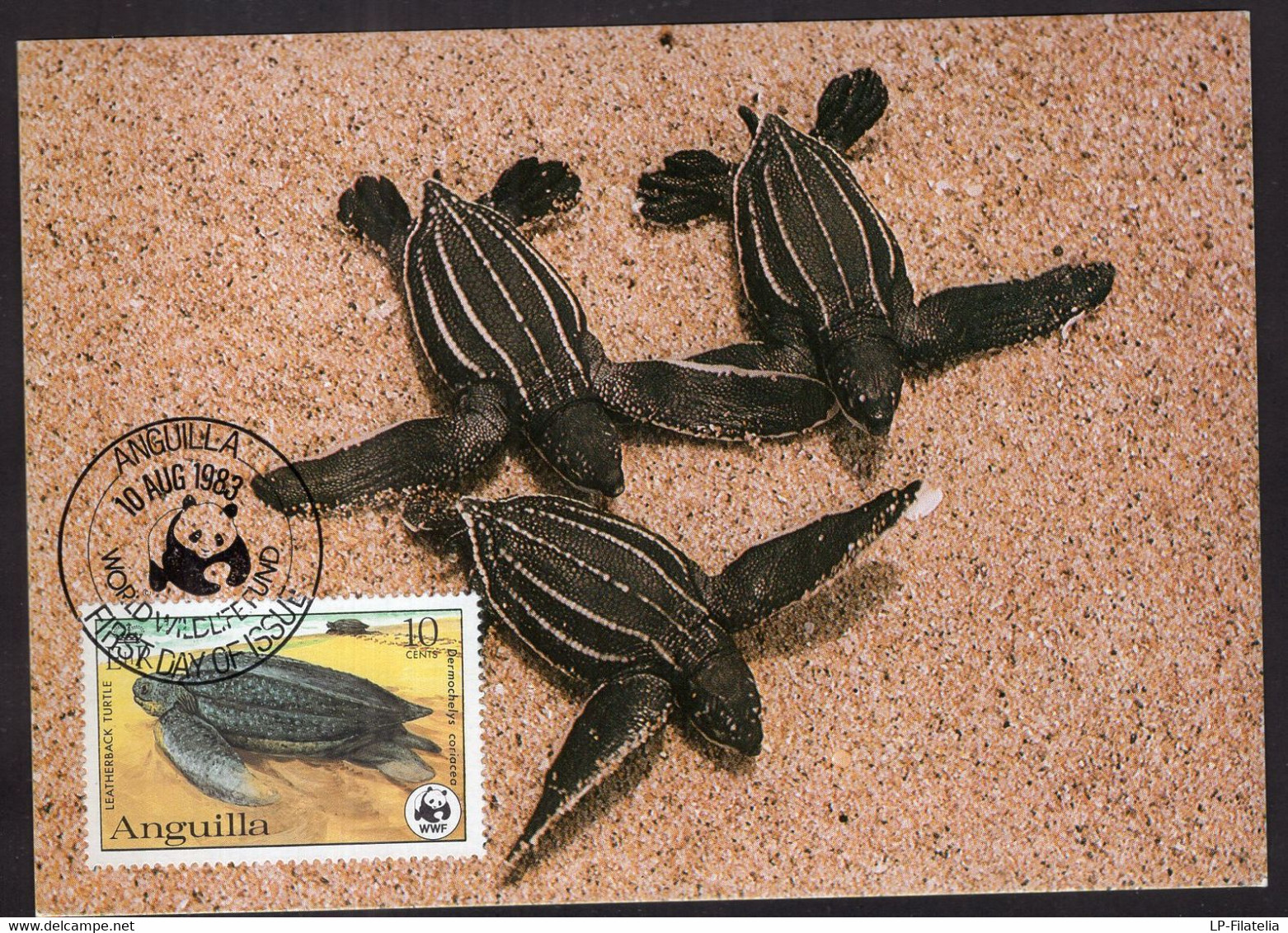 Anguilla - 1983 - Postcard - Turtles - WWF - First Day Issue Postmark - Schildpadden