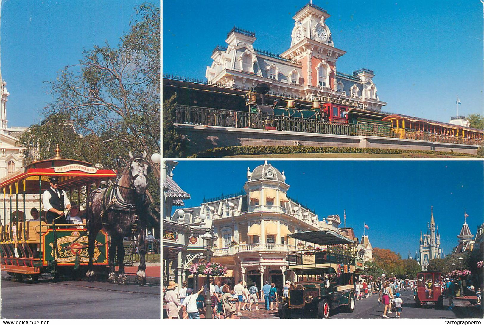 Postcard USA Anaheim, California Disneyland Multi View Mickey And Minnie Train 1991 - Anaheim