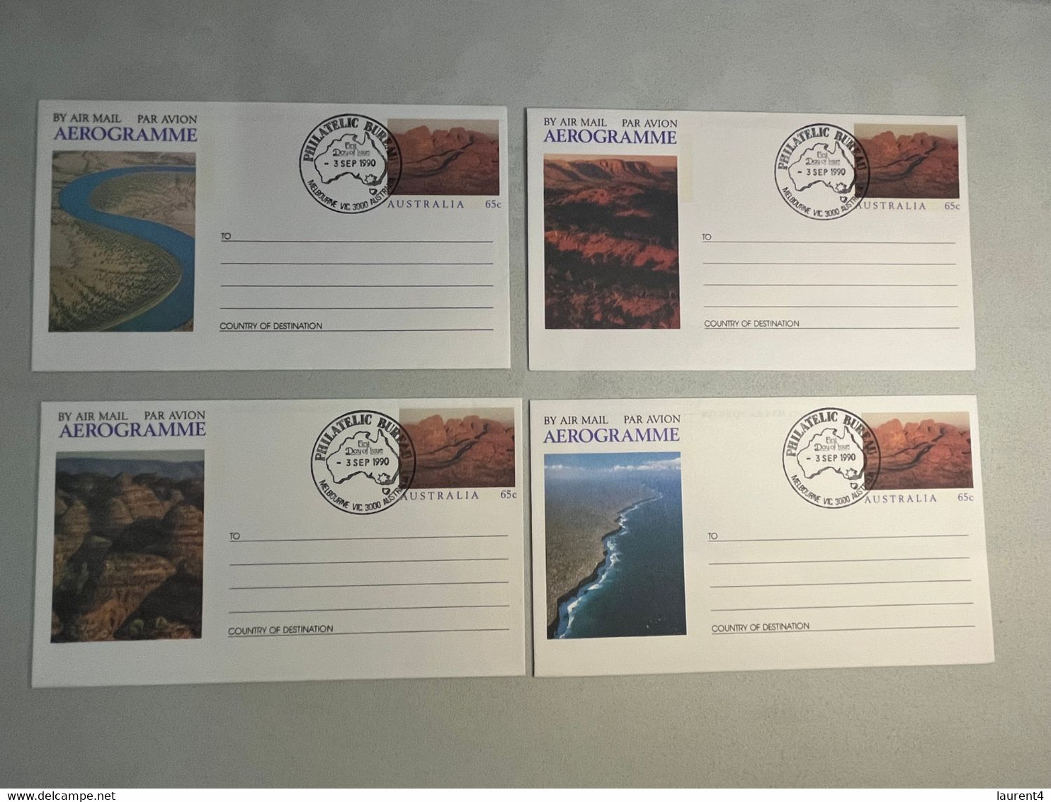 (4 N 9 A) Australia Aerogramme -  CTO 1990 (set Of 4) - Aérogrammes