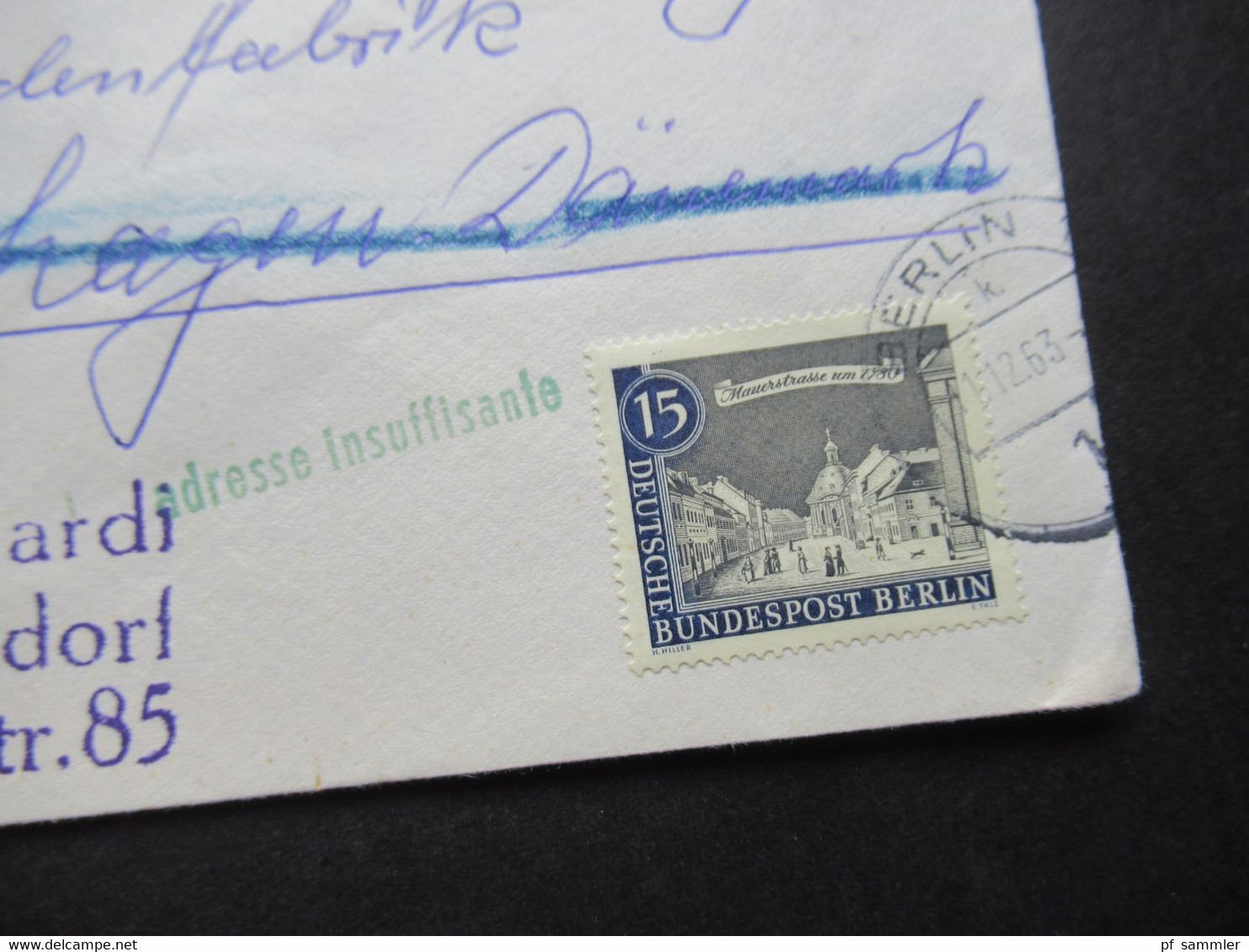 1963 Berlin (West) Alt Berlin Nr.220 EF Drucksache Auslandsbrief Berlin - Kopenhagen Retour / Adresse Insuffisante / Ver - Covers & Documents