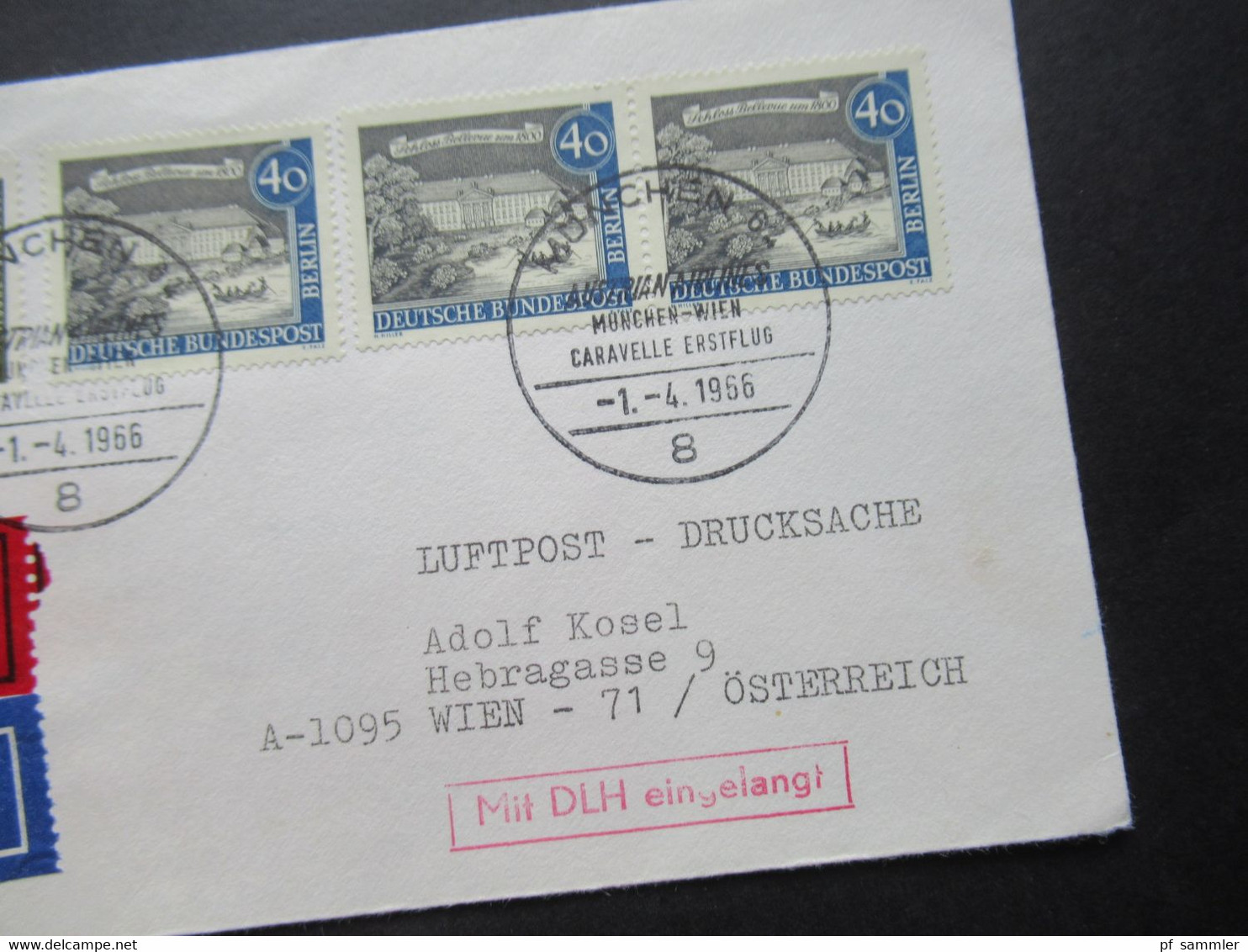 1966 Berlin (West) Alt Berlin Nr.220 MiF Mit Luftpost Eilzustellung Expres München - Wien / Stempel Mit DLH Eingelangt - Brieven En Documenten