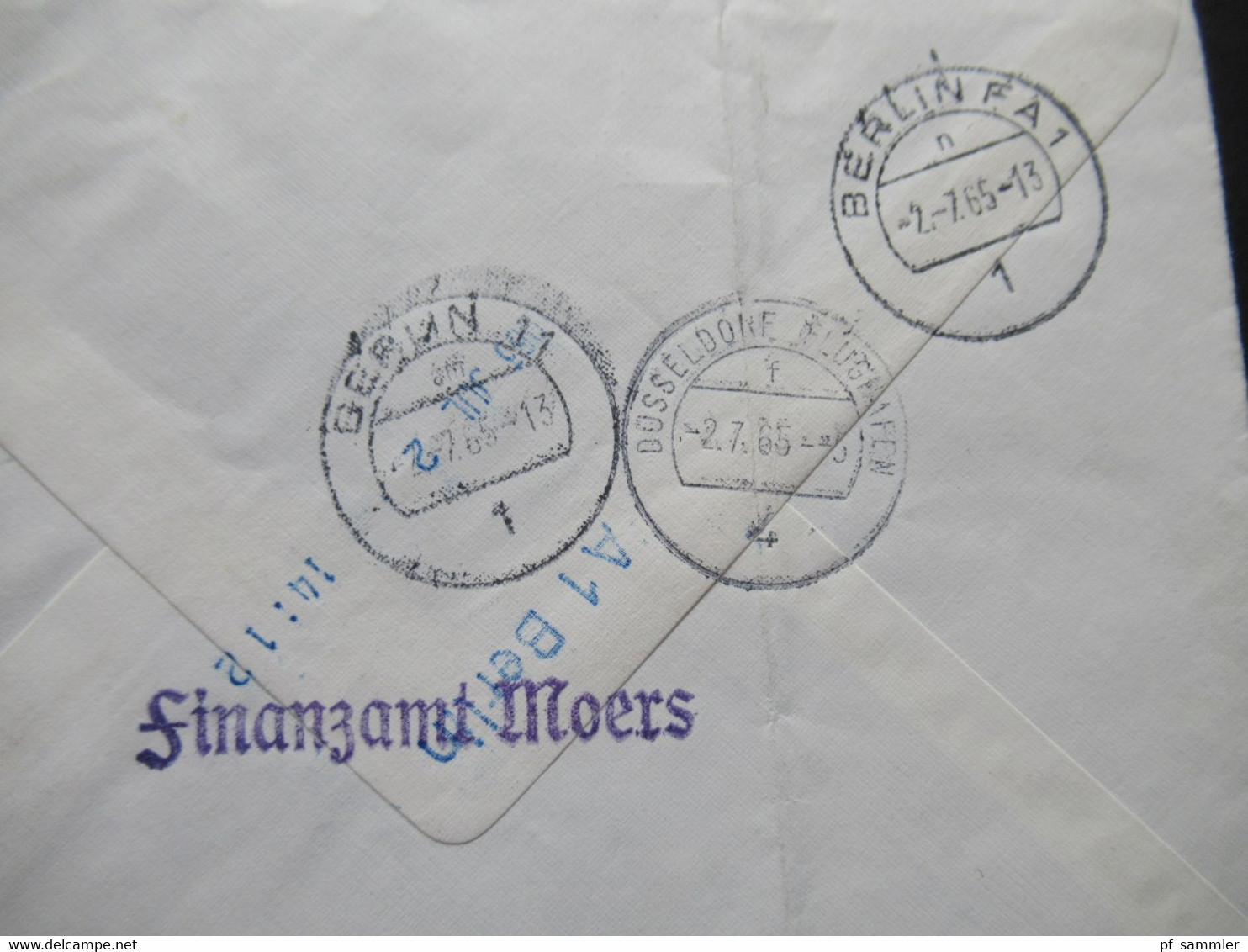 1965 Berlin (West) Jugend Jagdbares Federwild violetter Stempel West Luftpost Eilboten Bote Bezahlt Moers 1 - Berlin 44