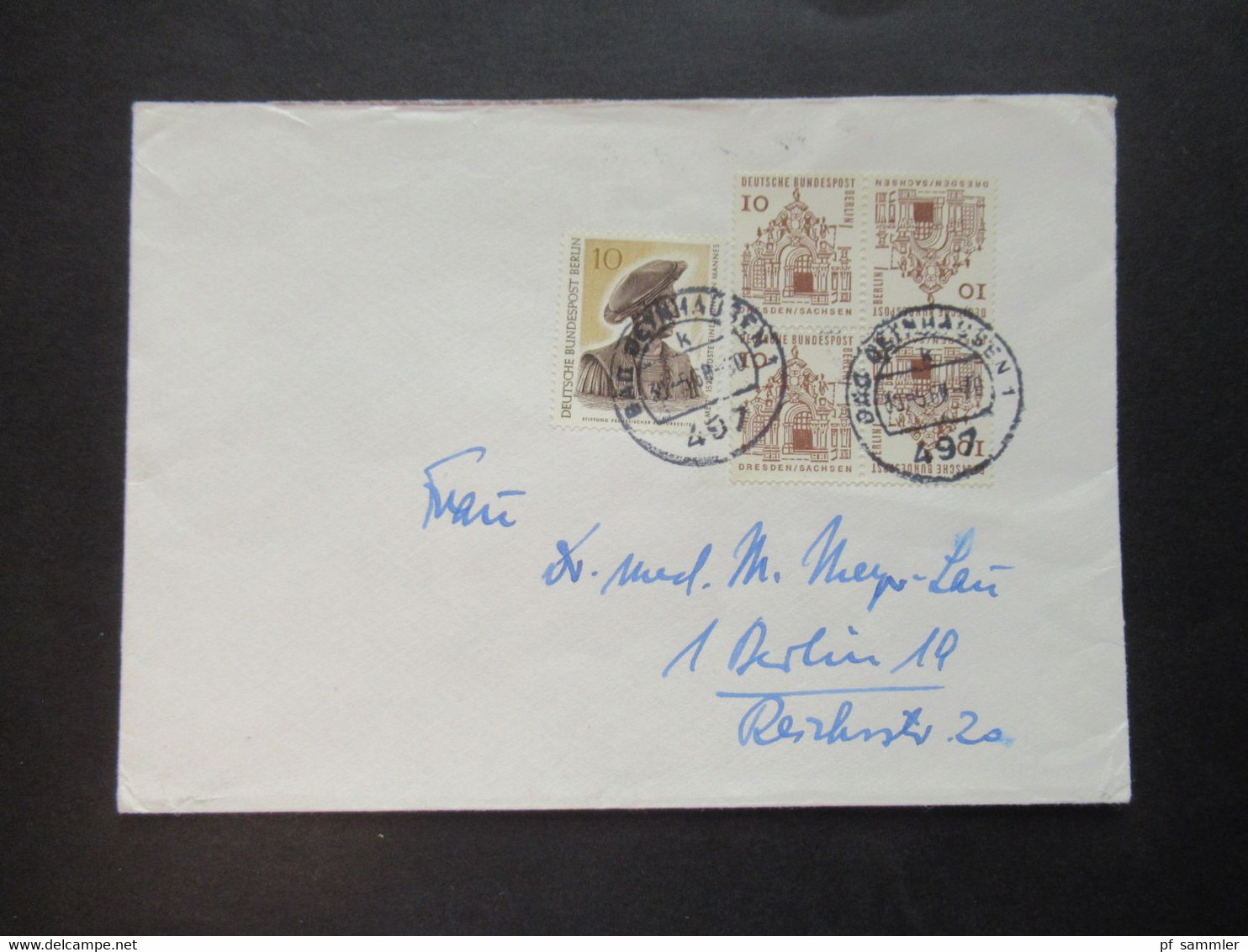 1968 Berlin (West) Bauerwerke Nr.242 Kehrdruck Aus MHB MiF Fernbrief Stempel Bad Oeynhausen - Berlin 19 - Storia Postale