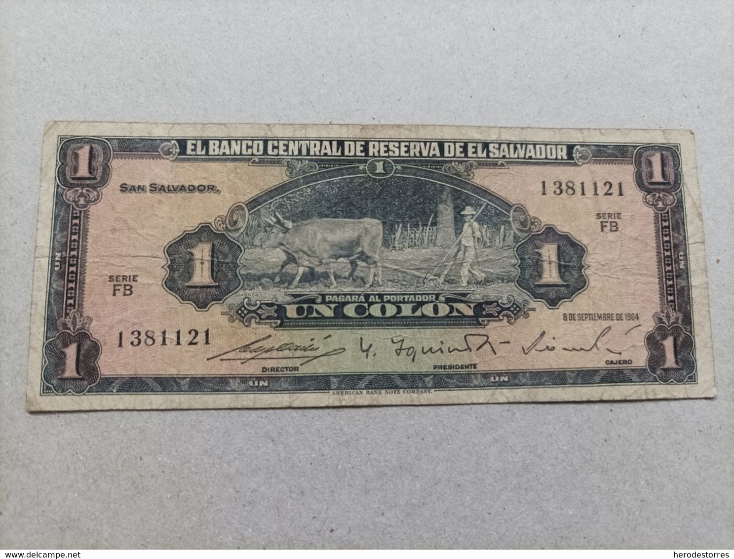 Billete De El Salvador De 1 Colon, Año 1964 - El Salvador