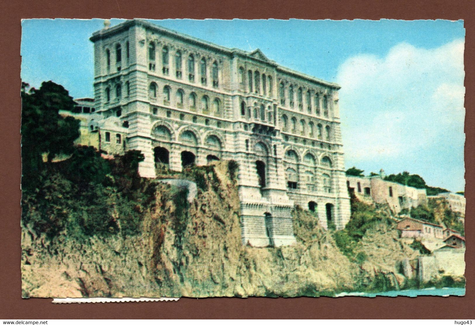 (RECTO / VERSO) MONACO EN 1966 - N° 1 - MUSEE OCEANOGRAPHIQUE - BEAU TIMBRE ET FLAMME DE MONACO - FORMAT CPA - Musée Océanographique