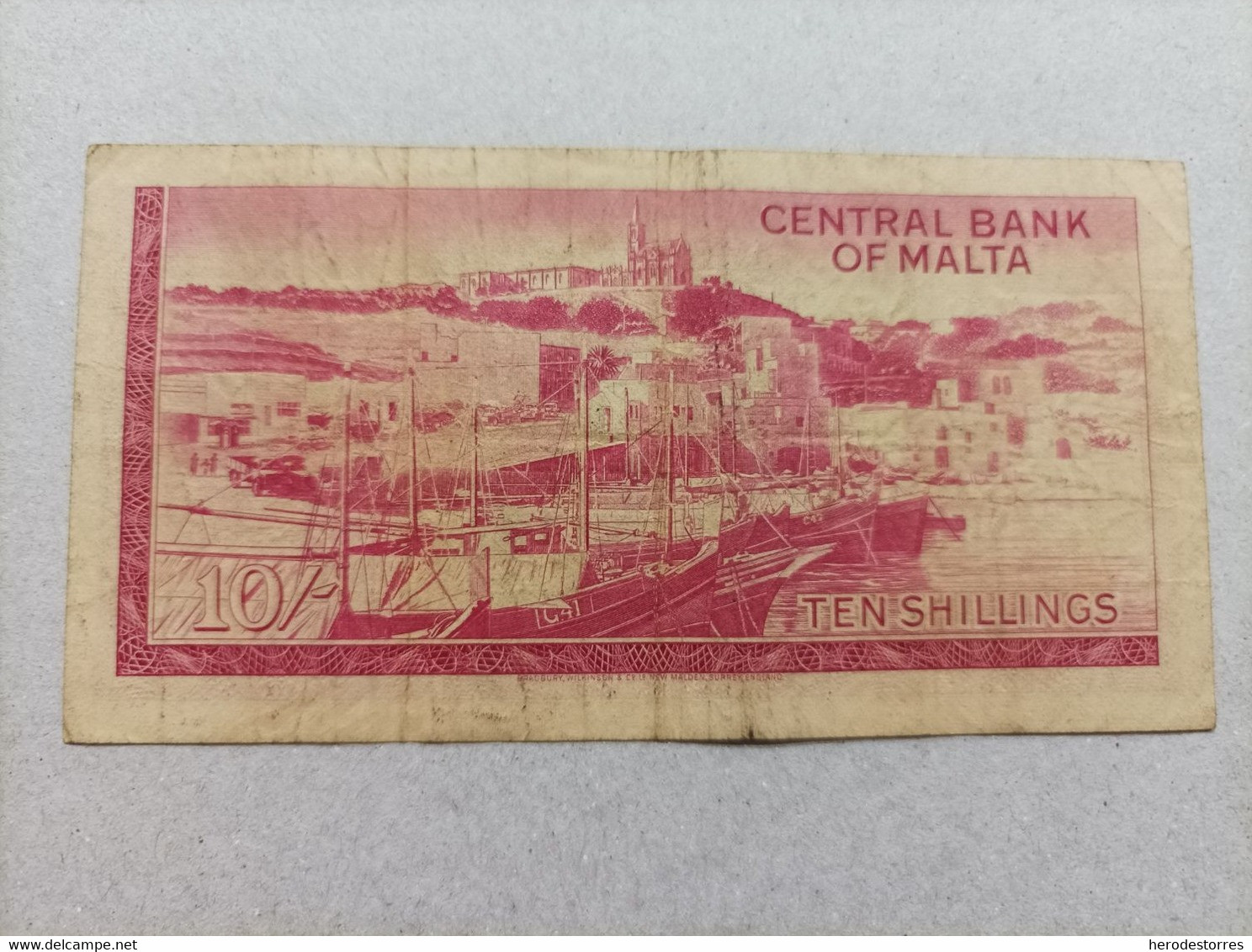 Billete De Malta De 10 Shillings, Año 1967, Nº Bajisimo A001422 - Malta